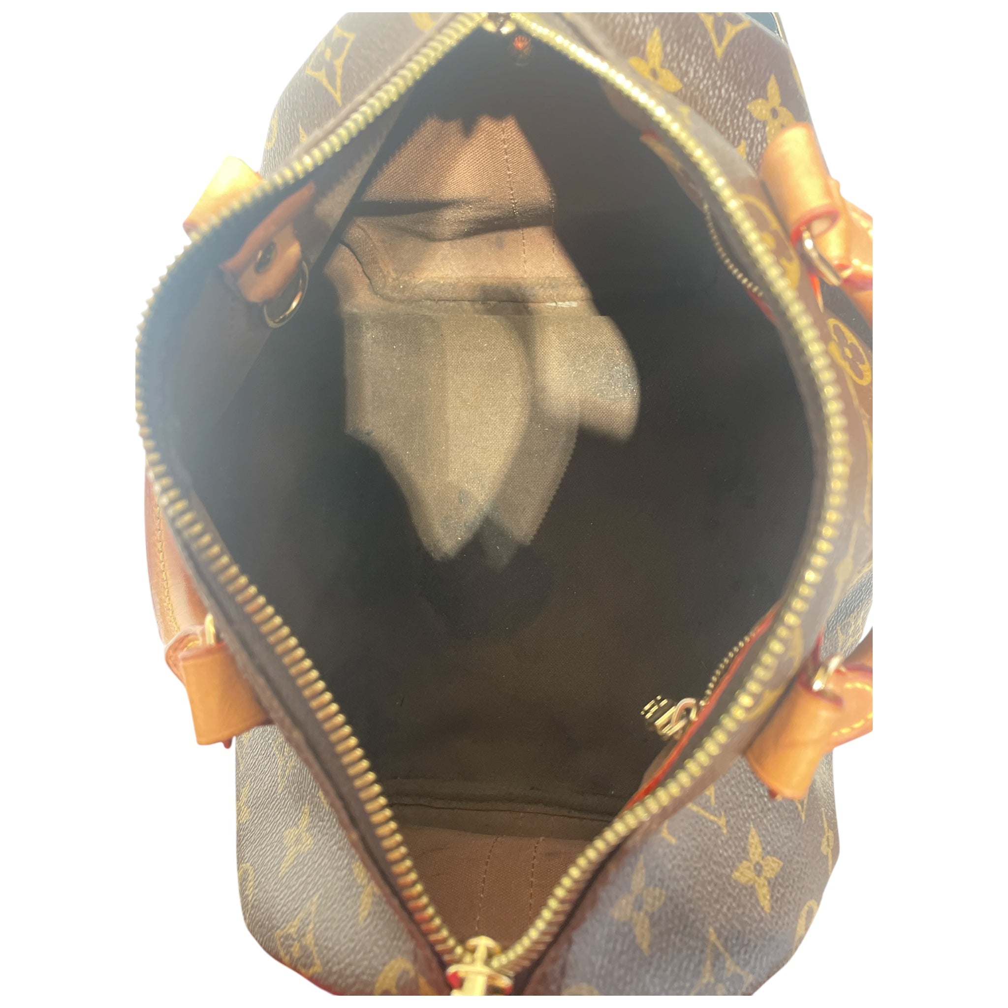 LOUIS VUITTON/Cross Body Bag/Monogram/Leather/BRW/Speedy 25 view 3