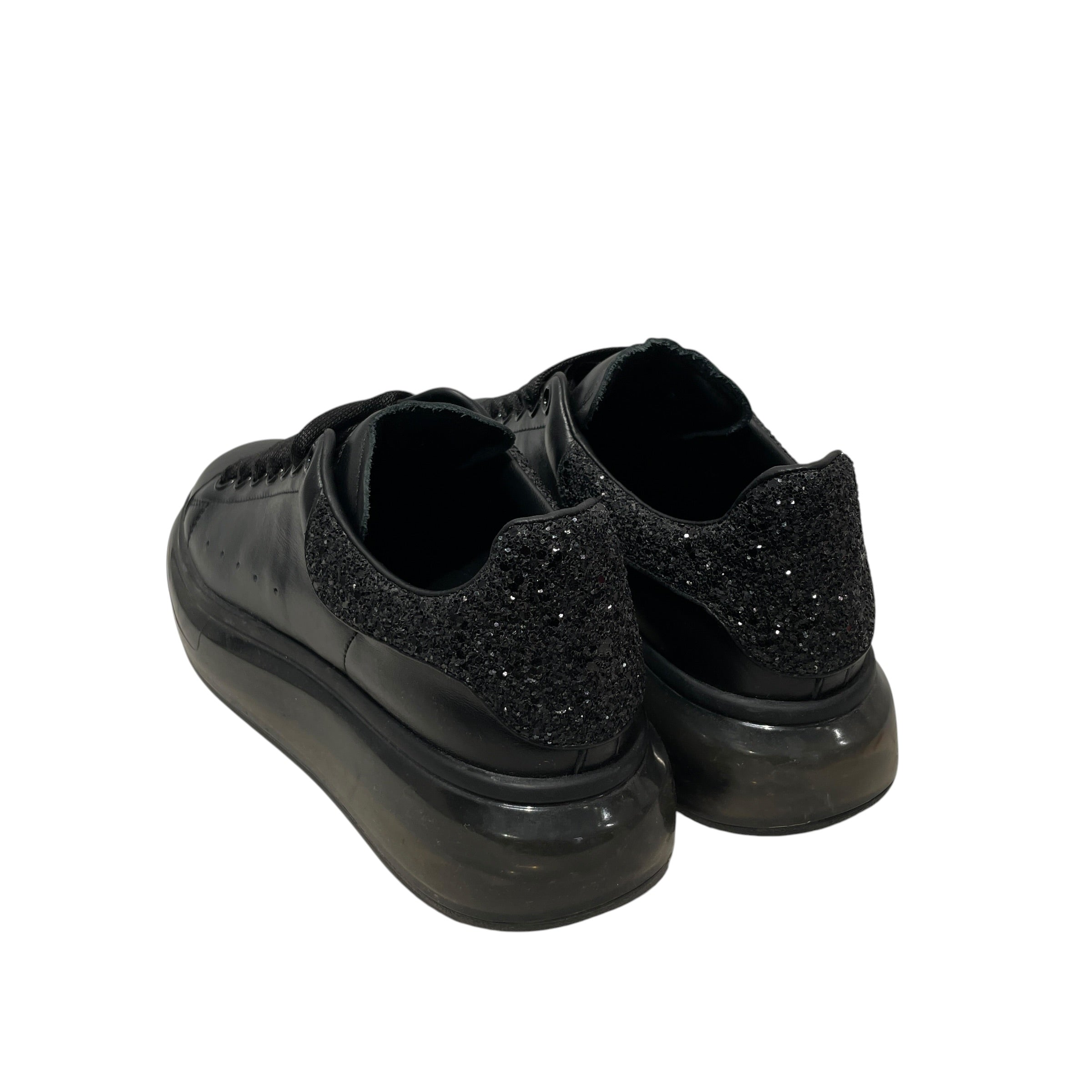 Alexander McQueen/Low-Sneakers/EU 39/Glitter/Leather/BLK/oversized crystal sneaker view 2