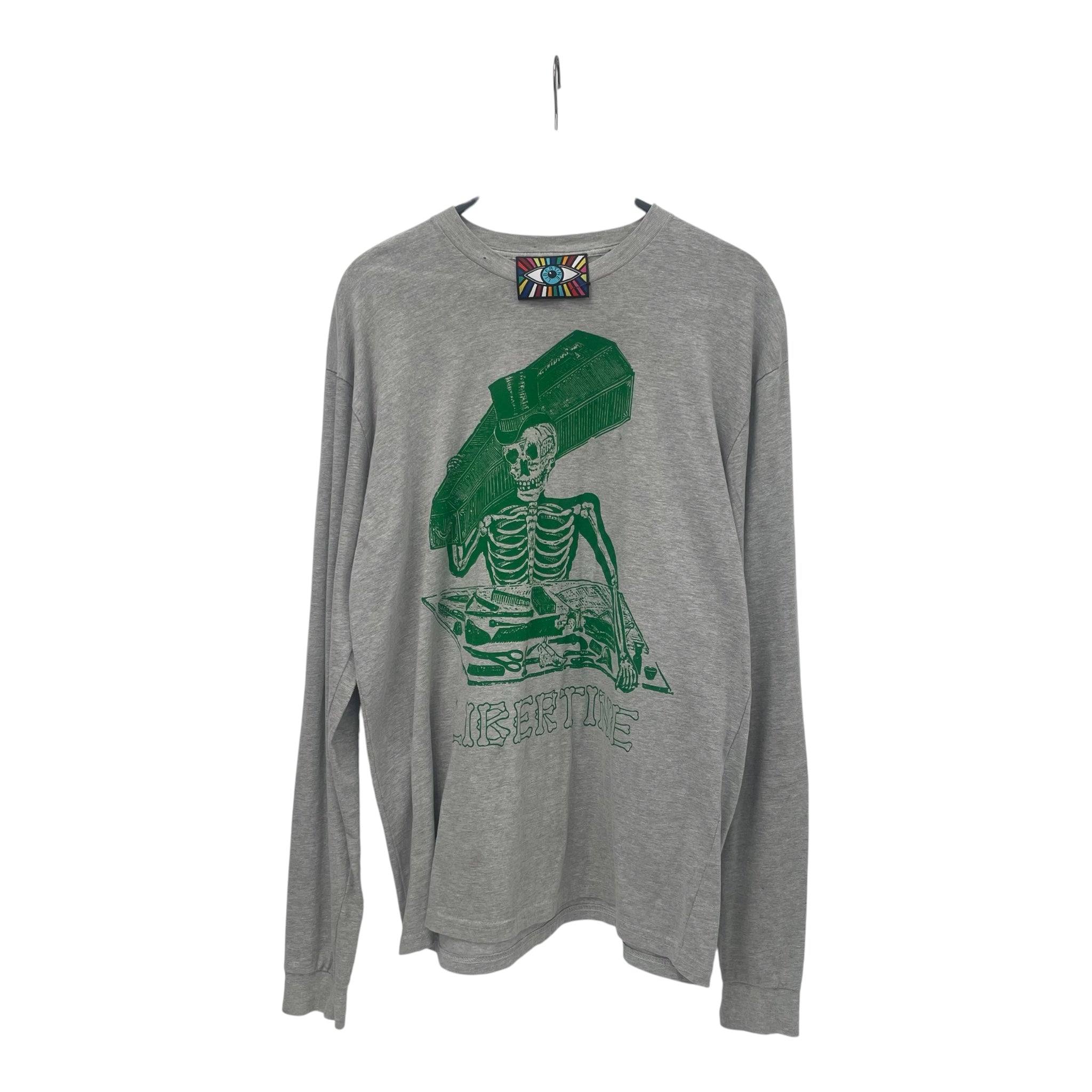 Libertine/T-Shirt/L/Cotton/GRY/skeleton graphic in green view 1