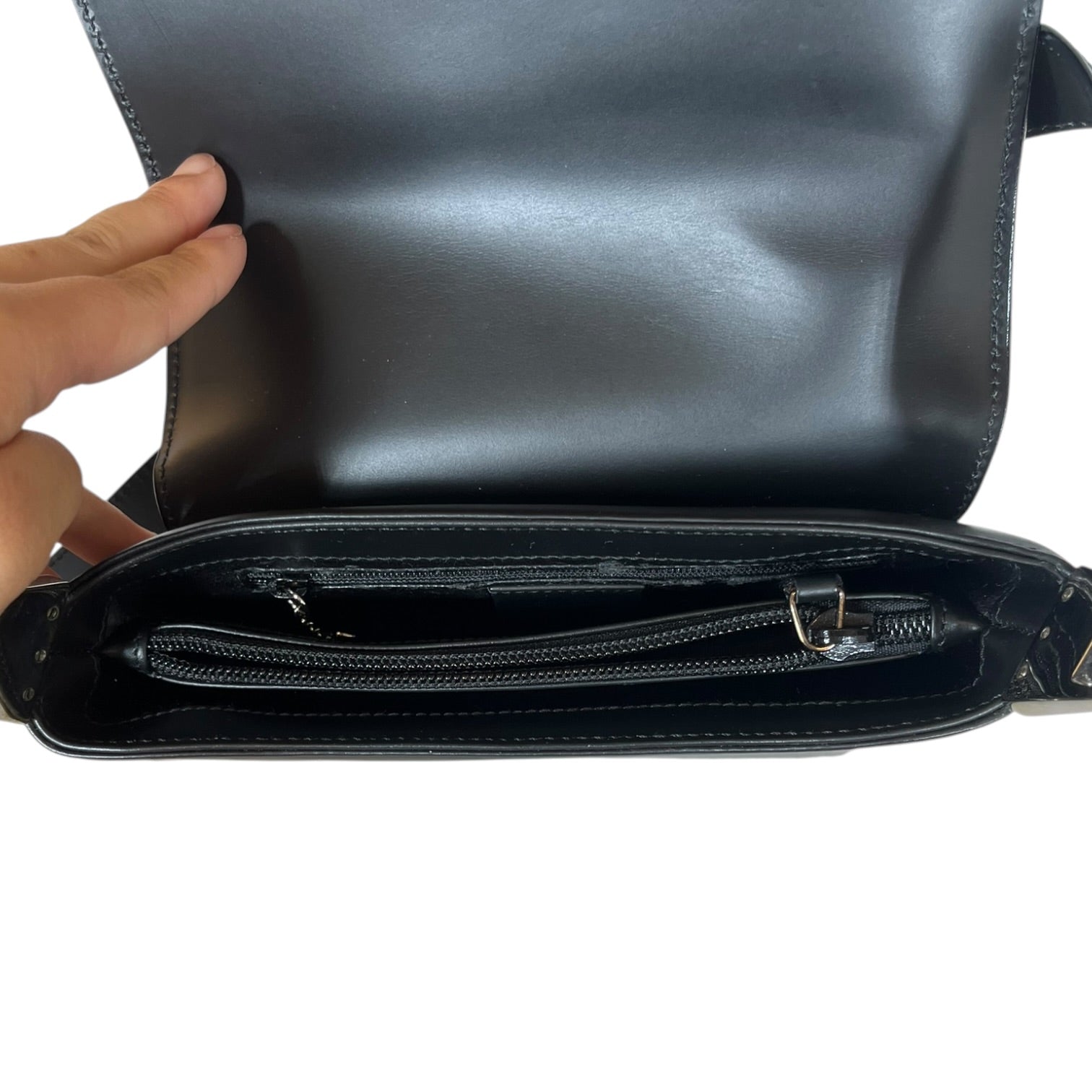 GUCCI/Hand Bag/Leather/BLK/Front flap medium view 7