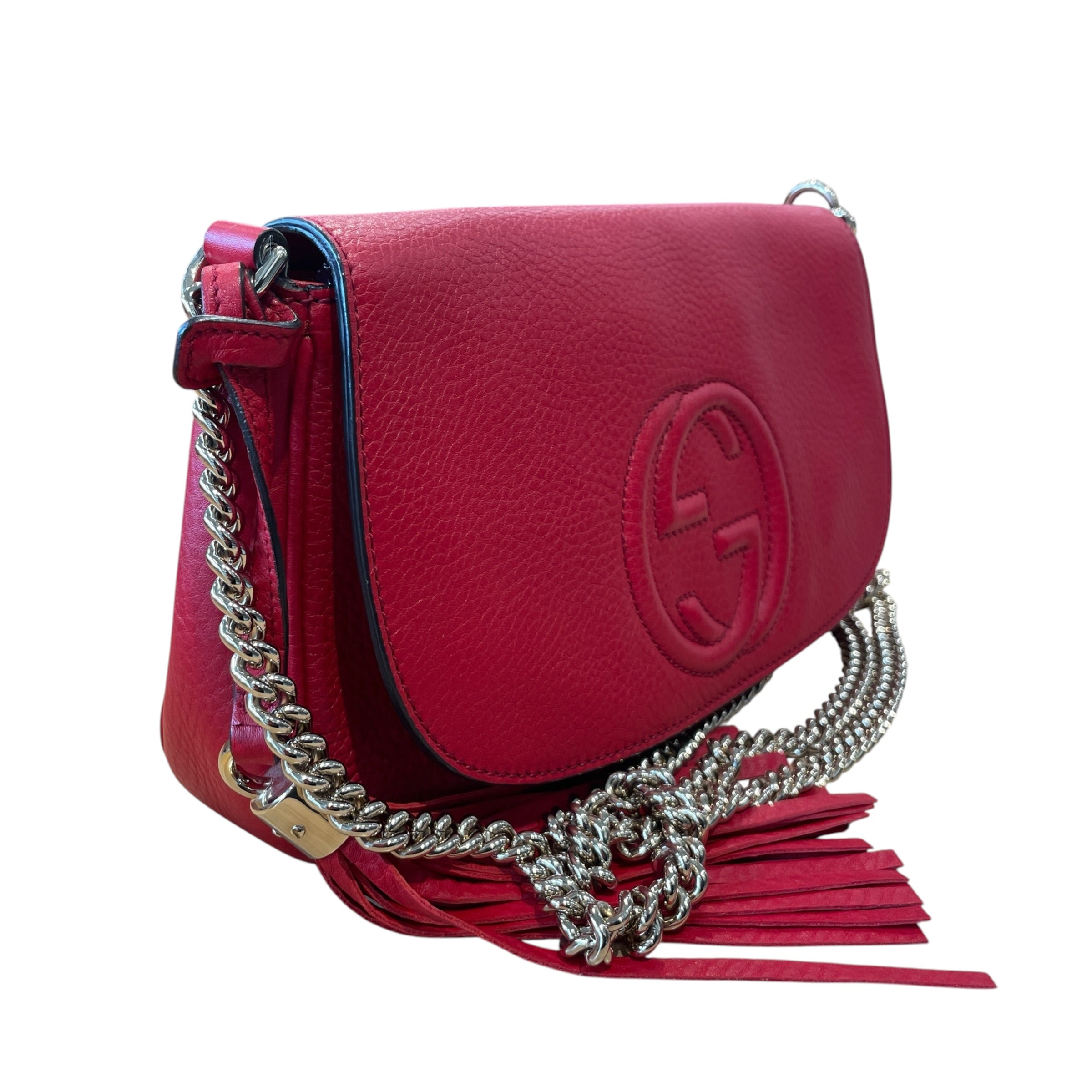 GUCCI/Bag/Leather/RED/soho interlocking G shoulder view 4