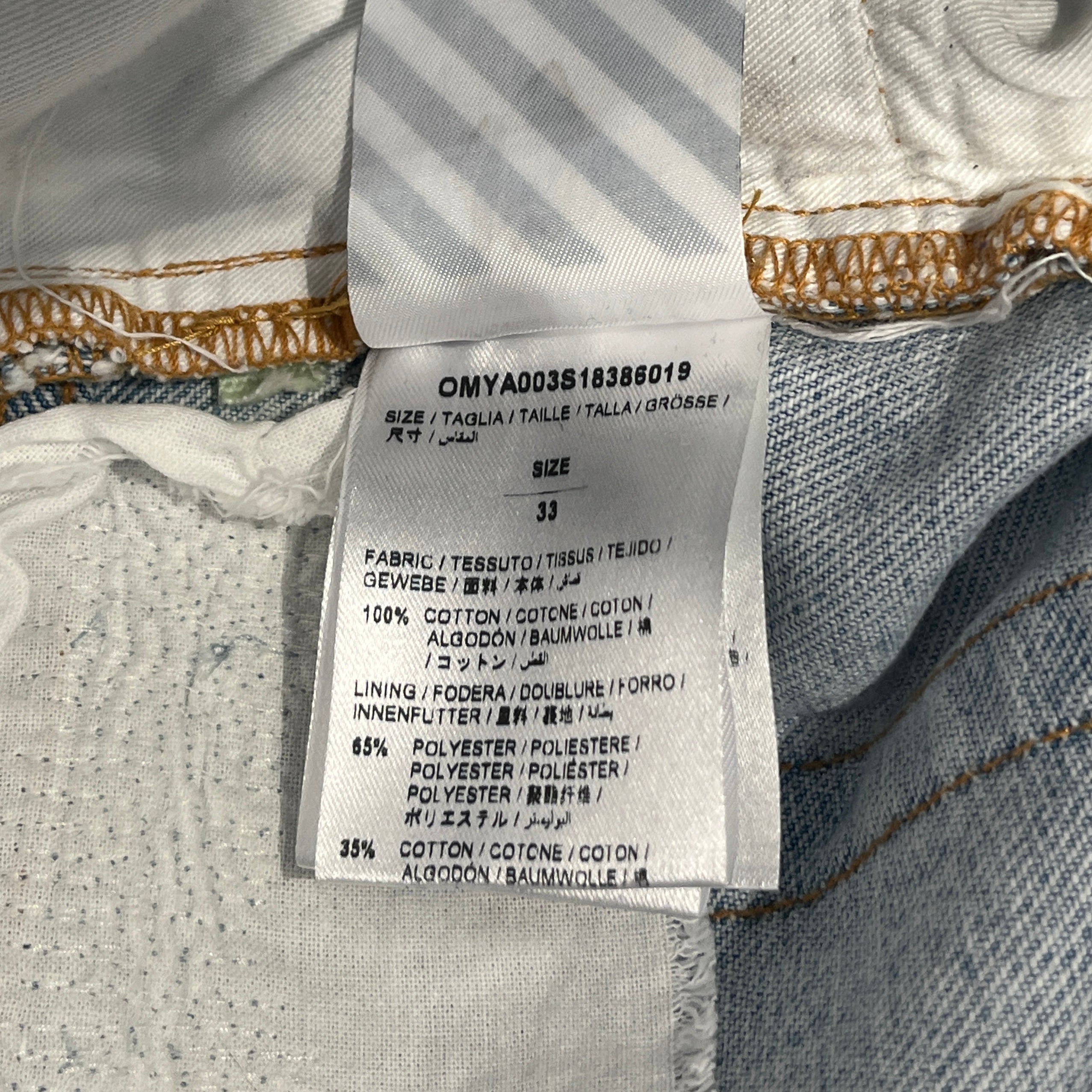 OFF-WHITE/Straight Pants/33/Cotton/BLU/light wash distressed mint log view 4