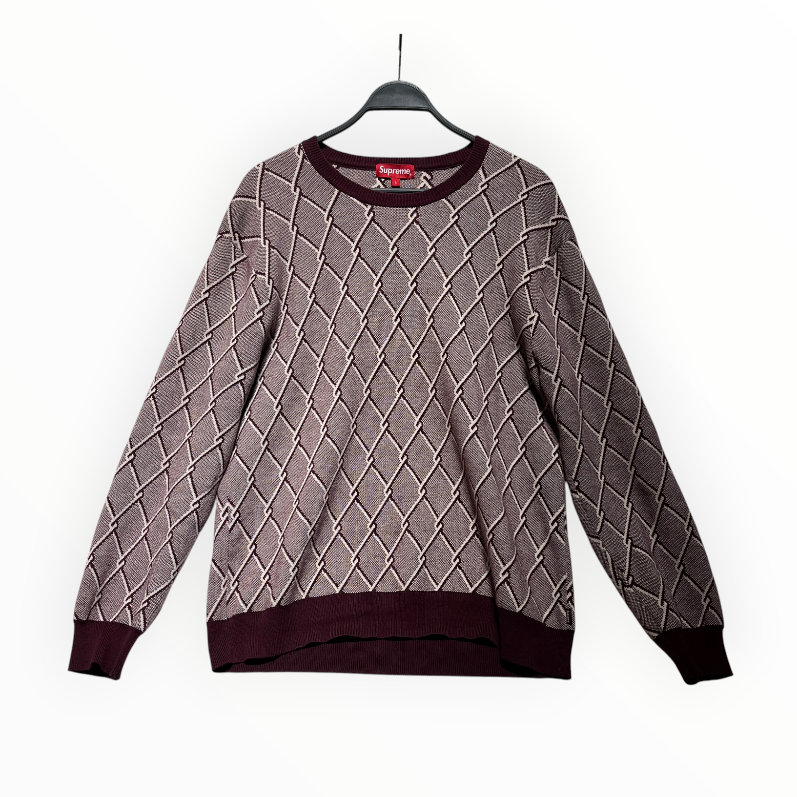 Supreme/Sweater/L/All Over Print/Cotton/BRD/Pullover/Chainlink Bordeaux Sweater view 1