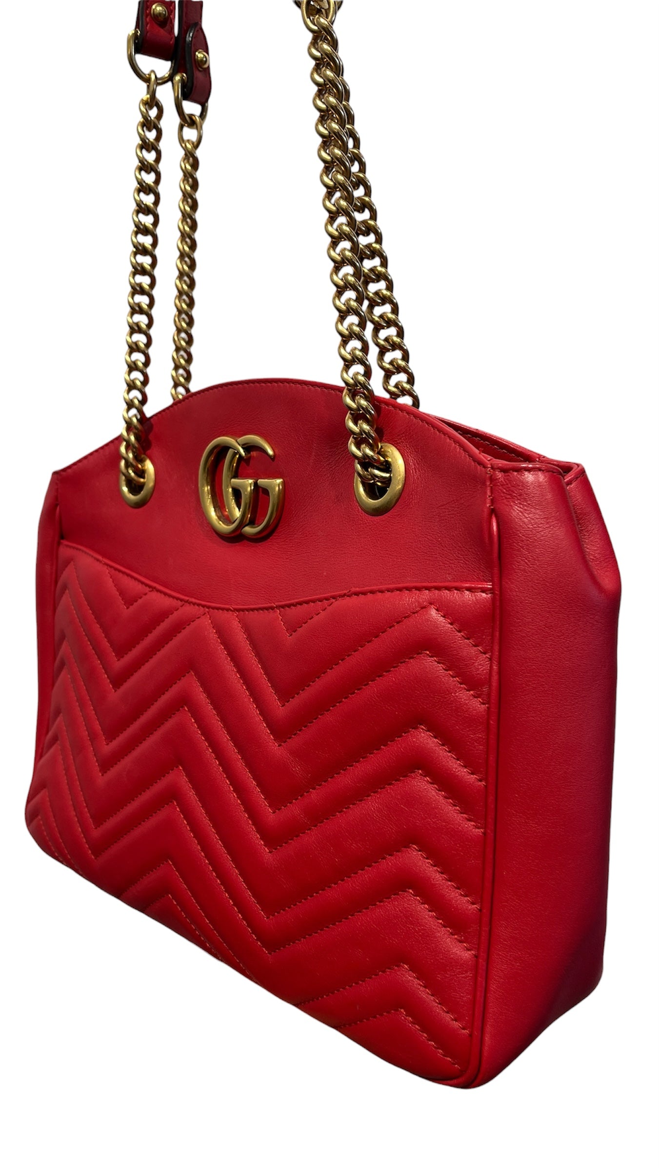 GUCCI/Cross Body Bag/Leather/RED/gucci gg marmont matelasse view 6