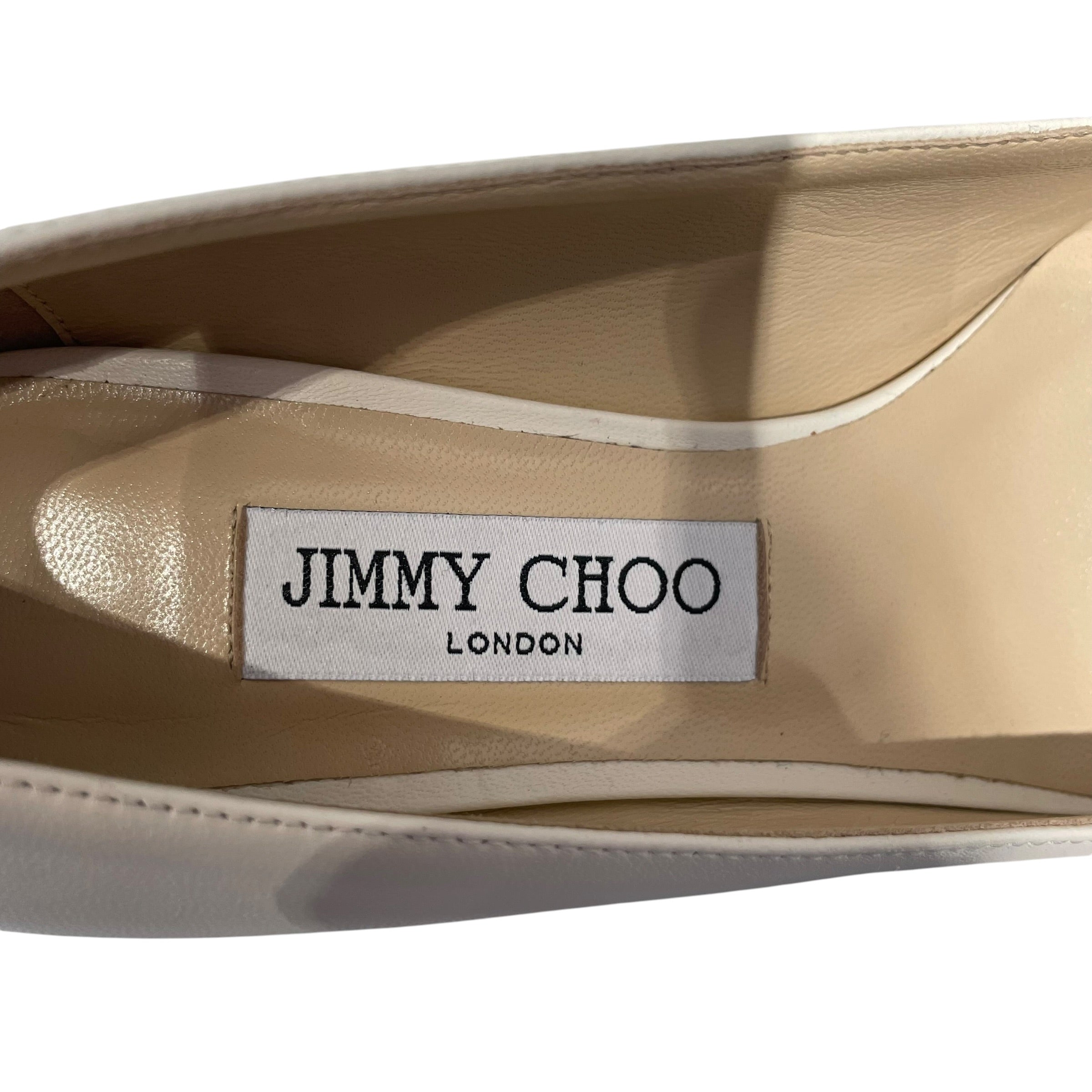 JIMMY CHOO/Heels/EU 37.5/Leather/WHT/Rydea Latte Nappa Pumps view 5