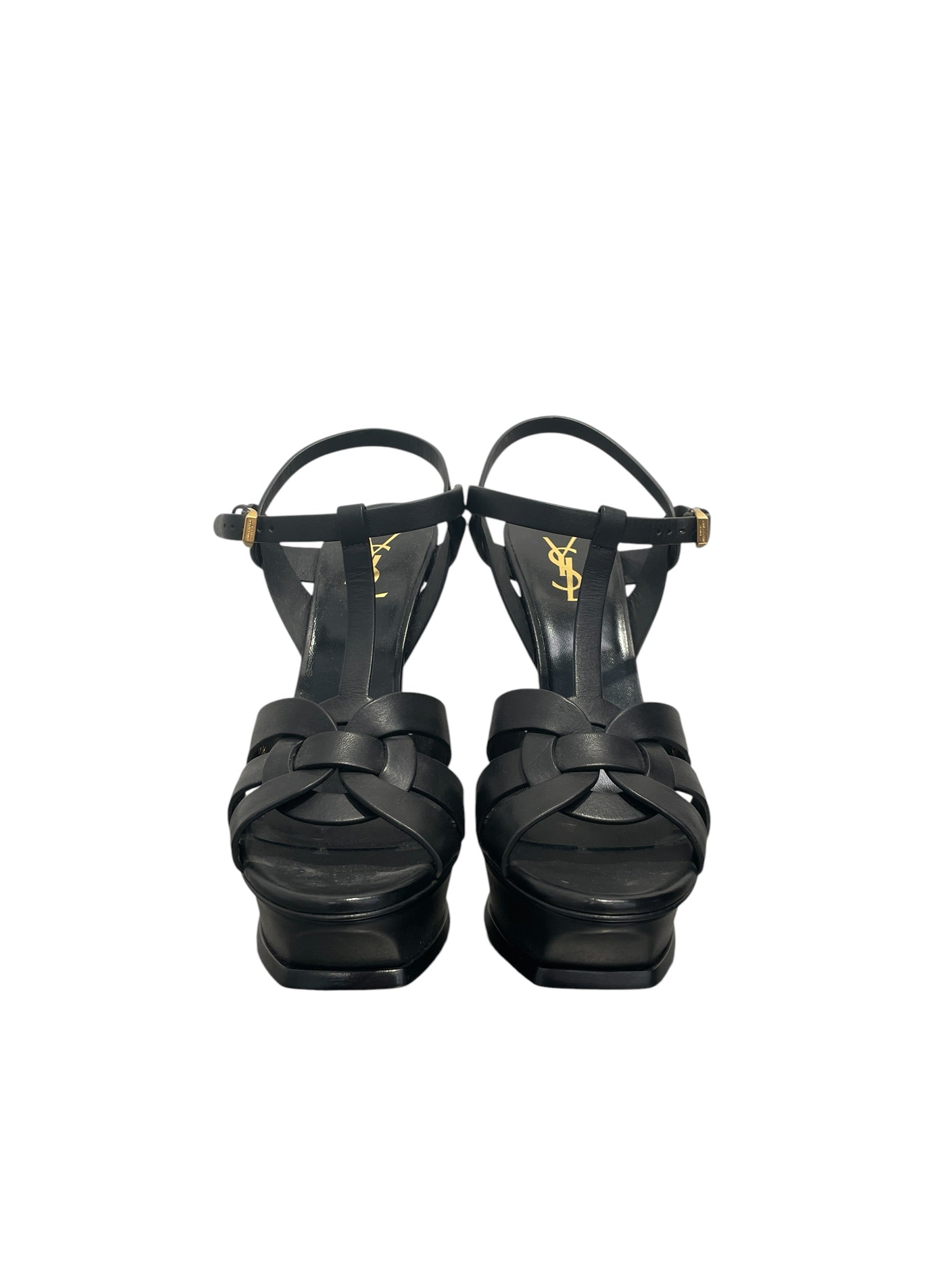 SAINT LAURENT/Heels/EU 40/Leather/BLK/TRIBUTE/GOLD BUCKLE view 4
