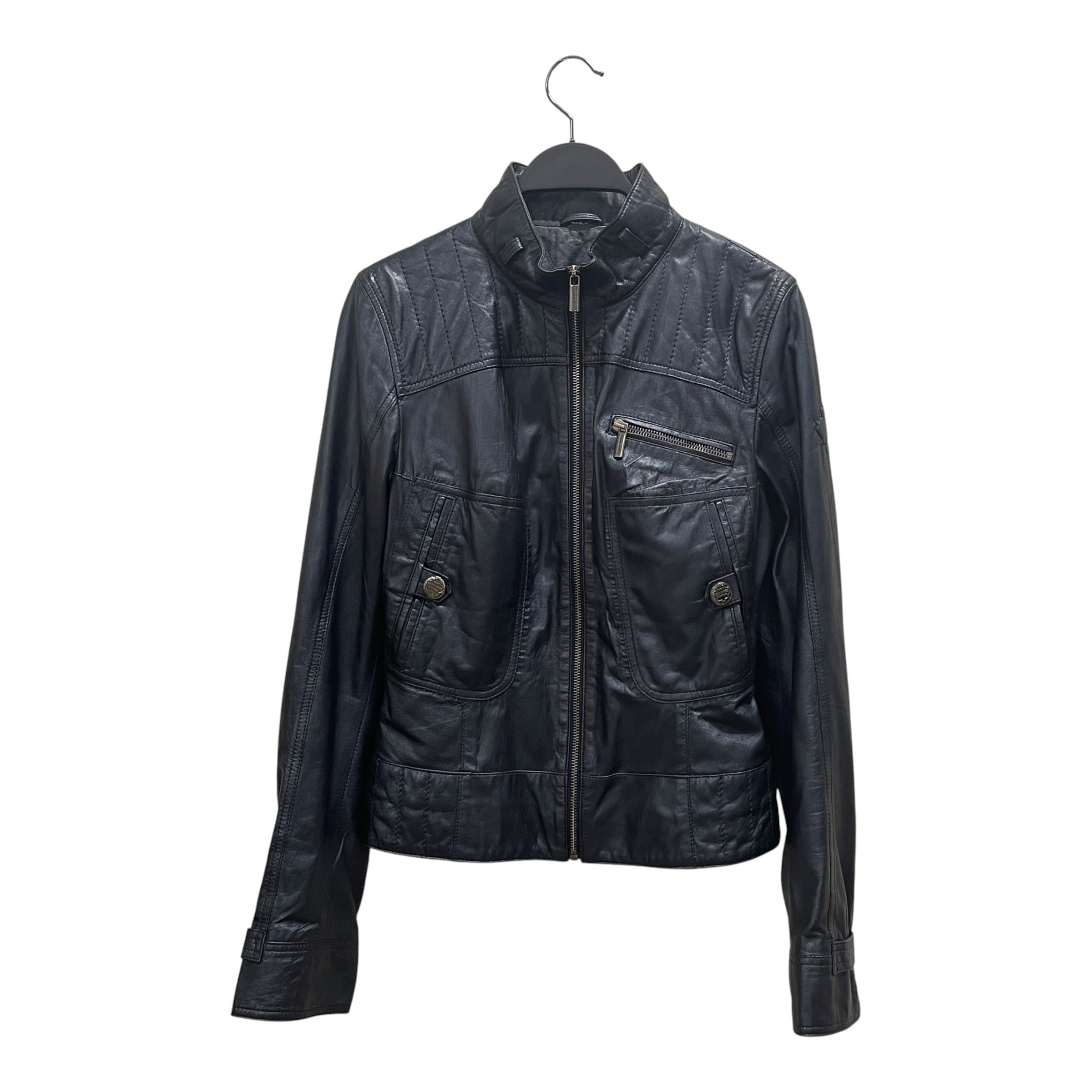DSQUARED2/Leather Jkt/M/Leather/NVY/metallic, sporting dsq2, view 1