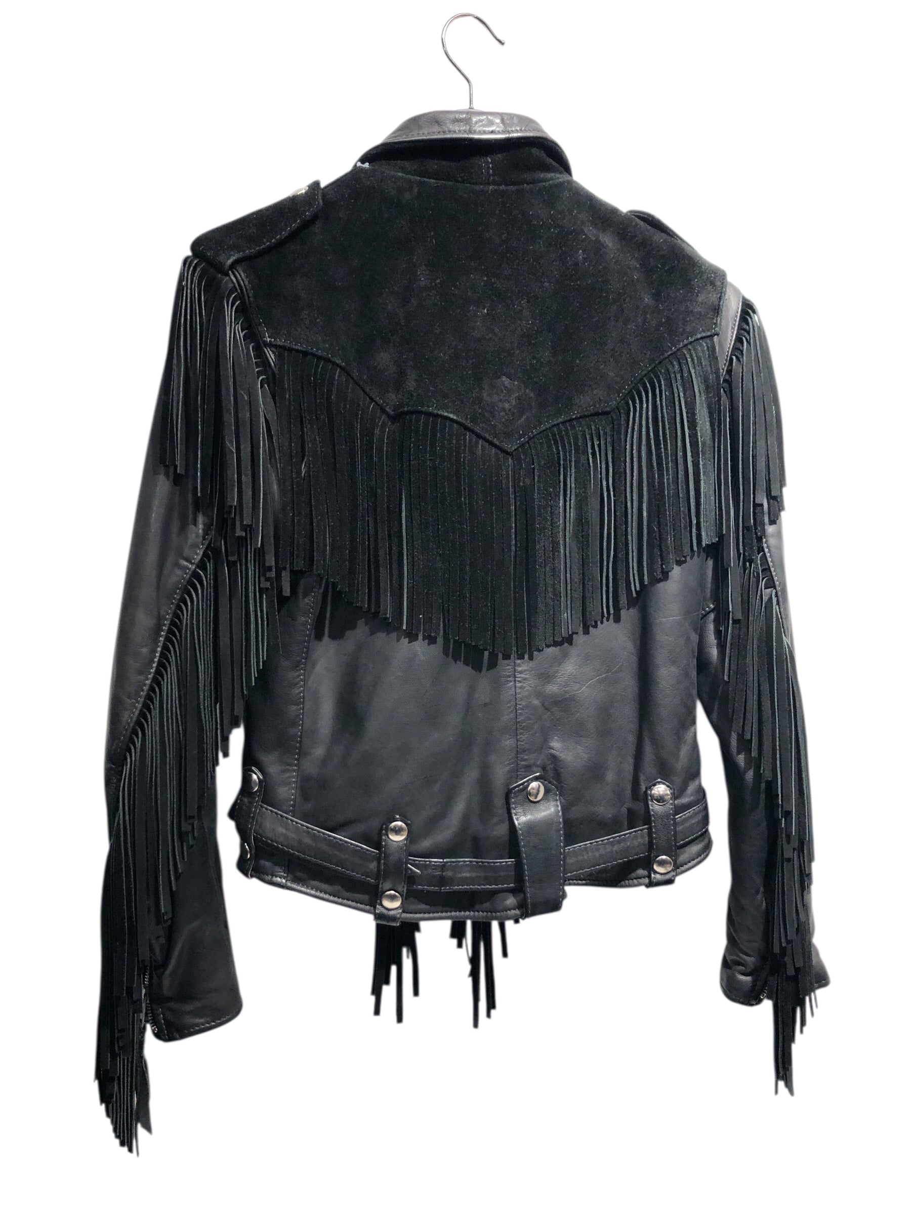 kelly's leather/Vintage/Leather Jkt/6/Leather/BLK/fringe leather jacket view 2