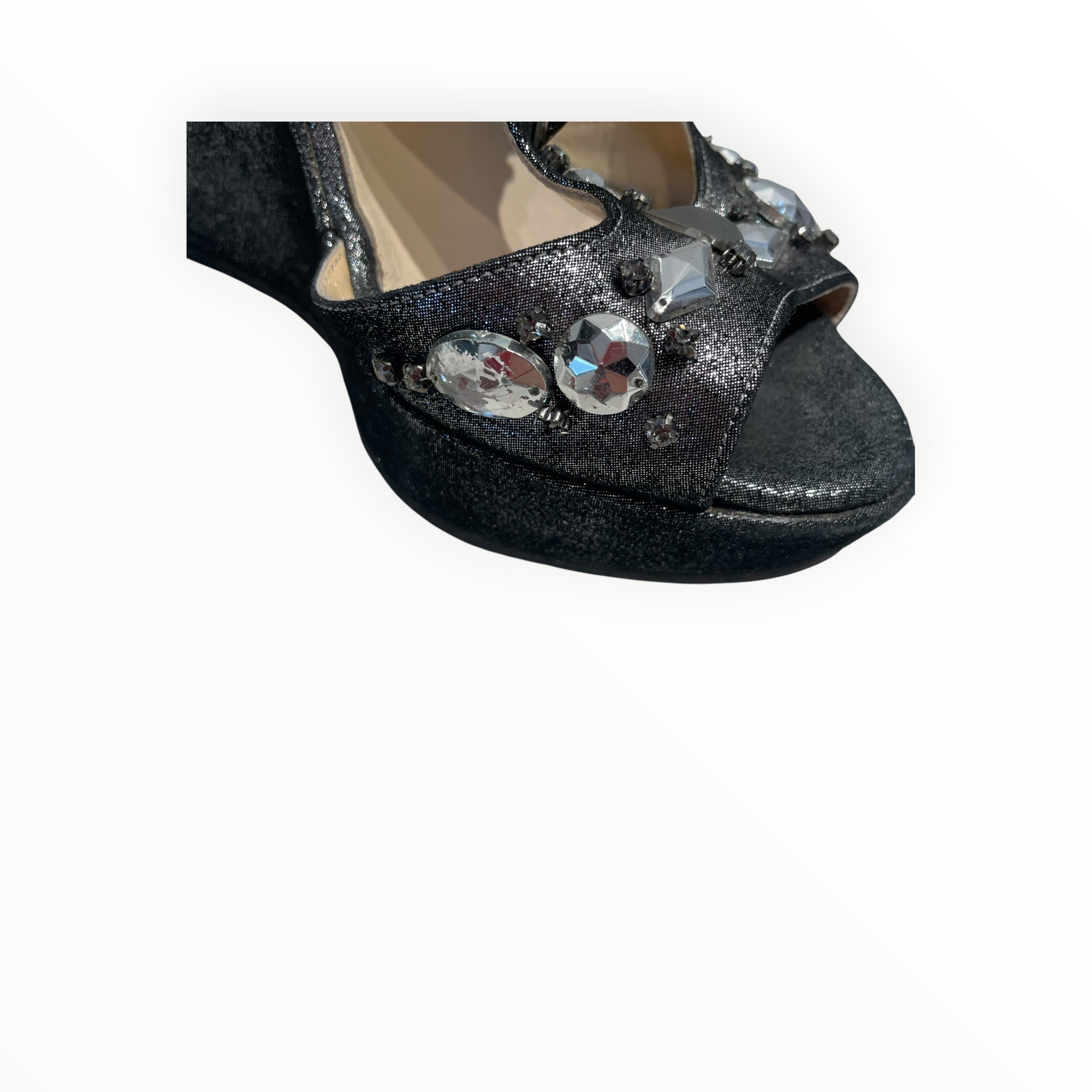 JIMMY CHOO/Heels/US 7/Leather/SLV/Jeweled Wedge heels view 9