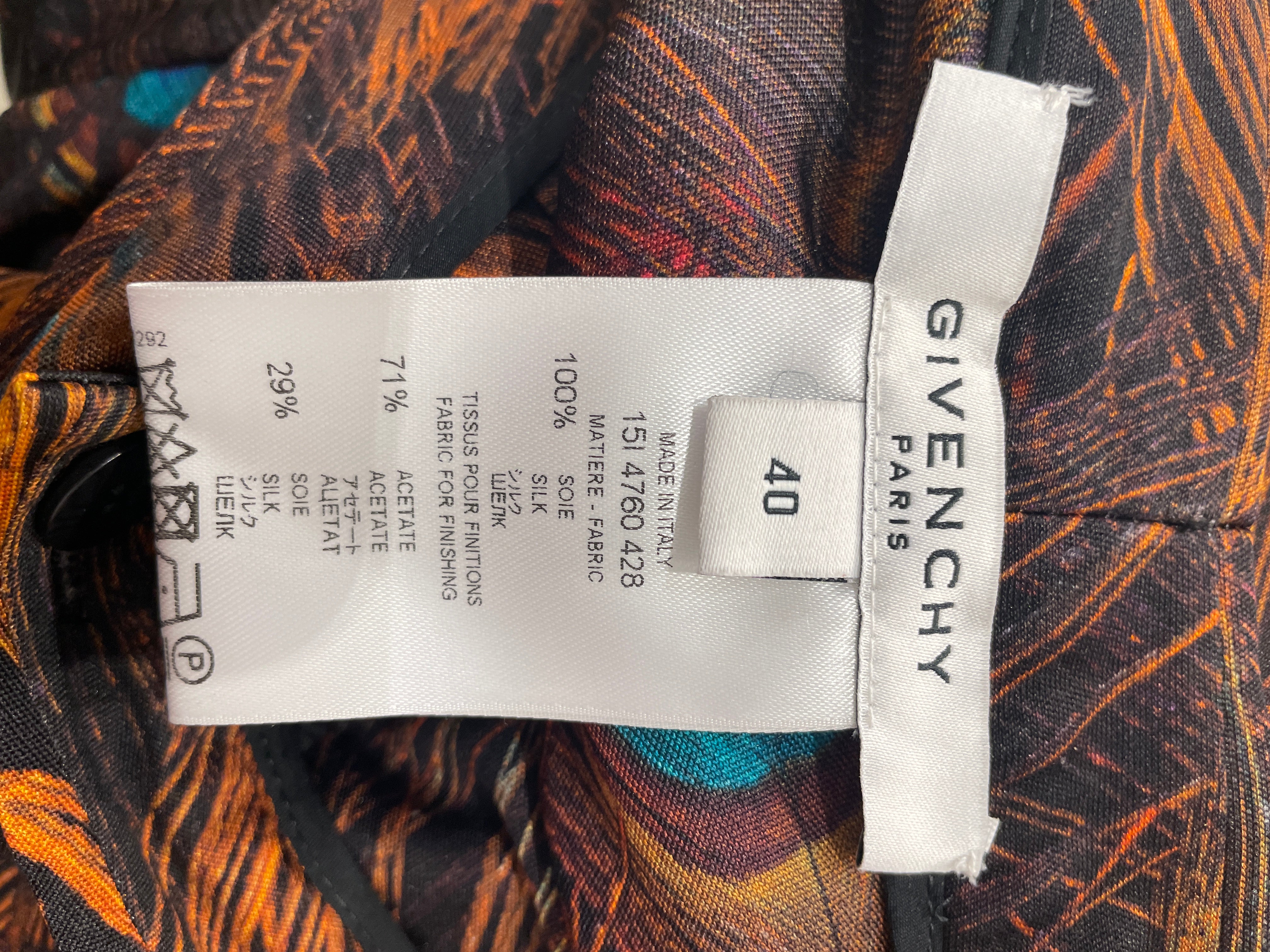 GIVENCHY/Long Skirt/40/Animal Pattern/Silk/MLT/peacock feather pattern view 3