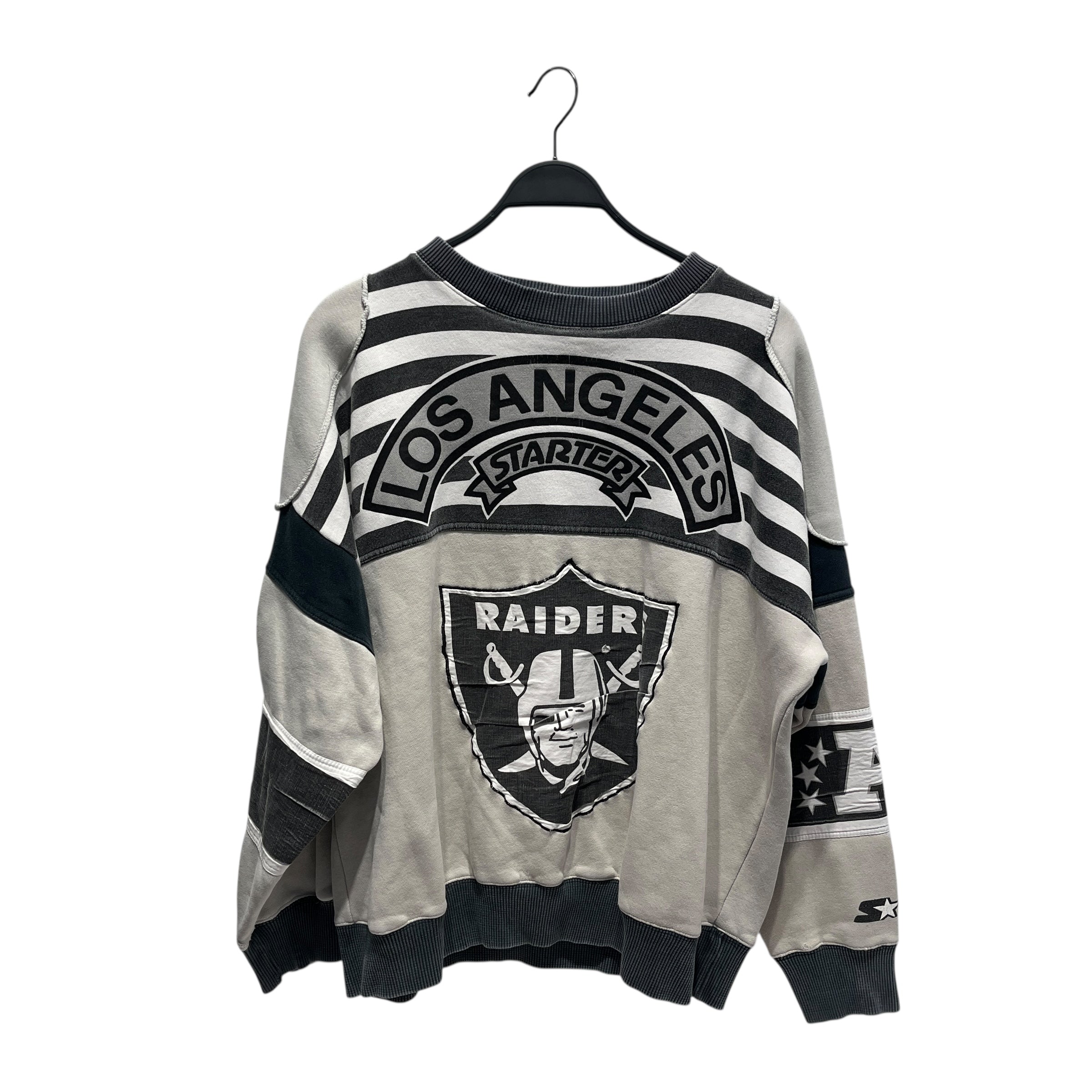 Vintage/STARTER/Sweatshirt/L/All Over Print/Cotton/GRY/90s patchwork raiders LA view 1