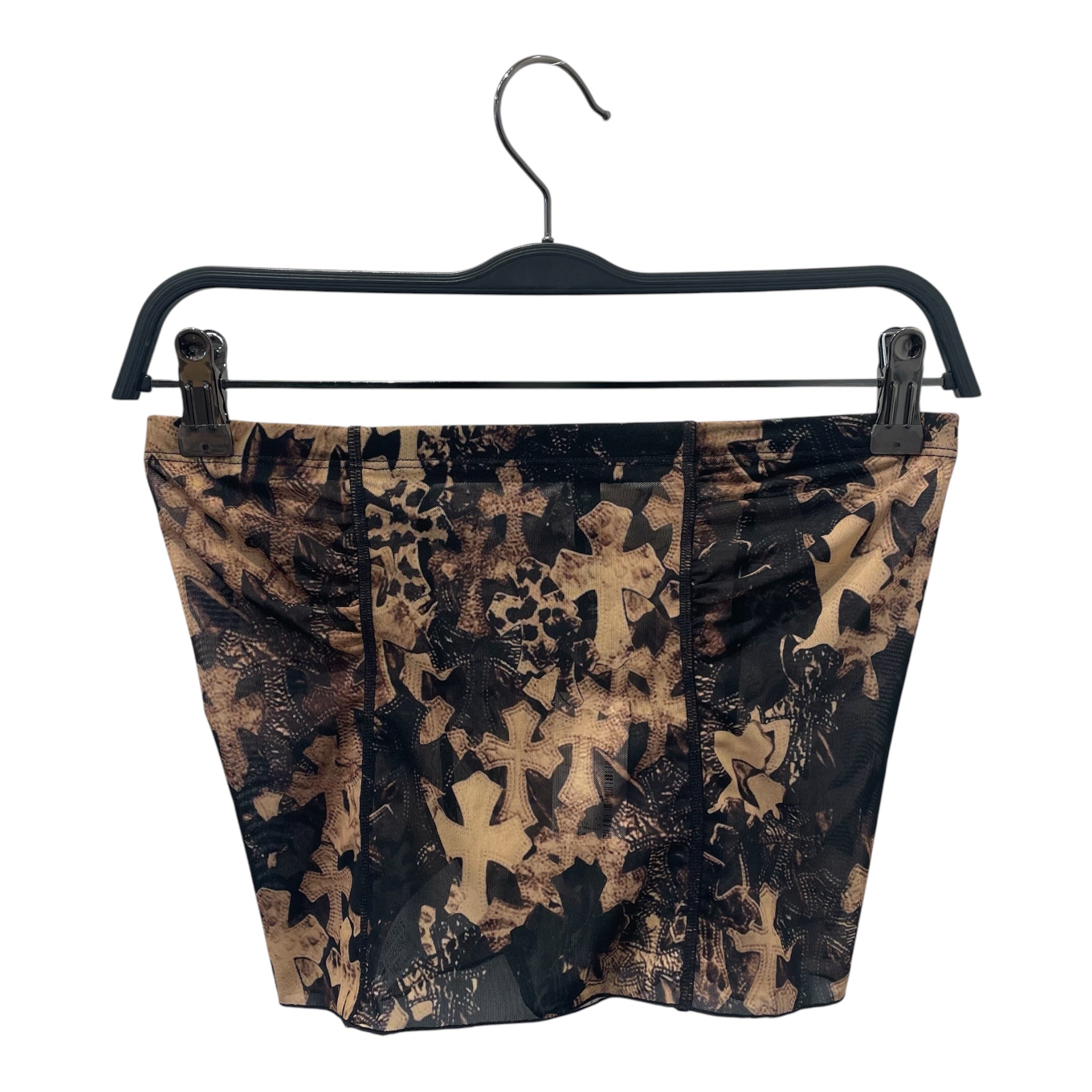 CHROME HEARTS/SL Cut & Sew/S/All Over Print/Nylon/BRW/WATERFALLS MESHSTACKED CROSS view 1