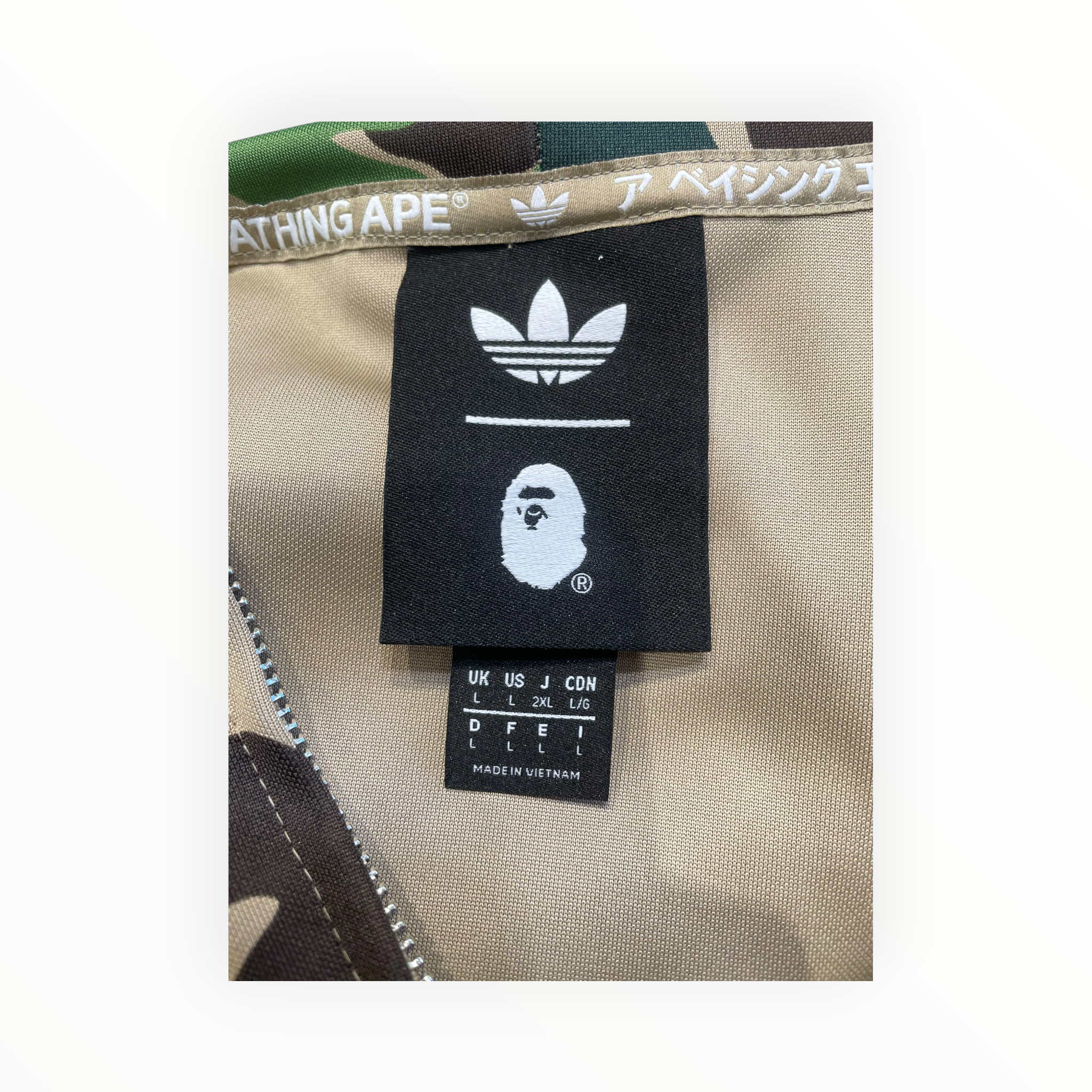 adidas/A BATHING APE/Zip Up Hoodie/L/Camouflage/Polyester/GRN/SHARK ZIP UP view 3