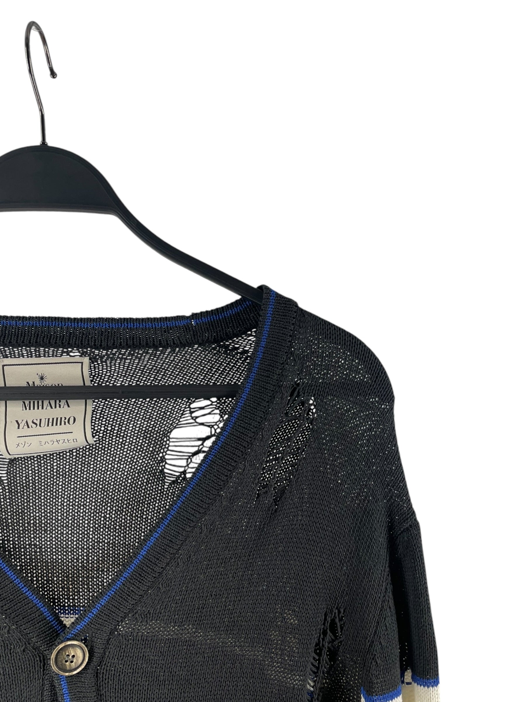 MIHARA YASUHIRO/Cardigan/L/Cotton/BLK/81523535 Distressed Cardigan view 3