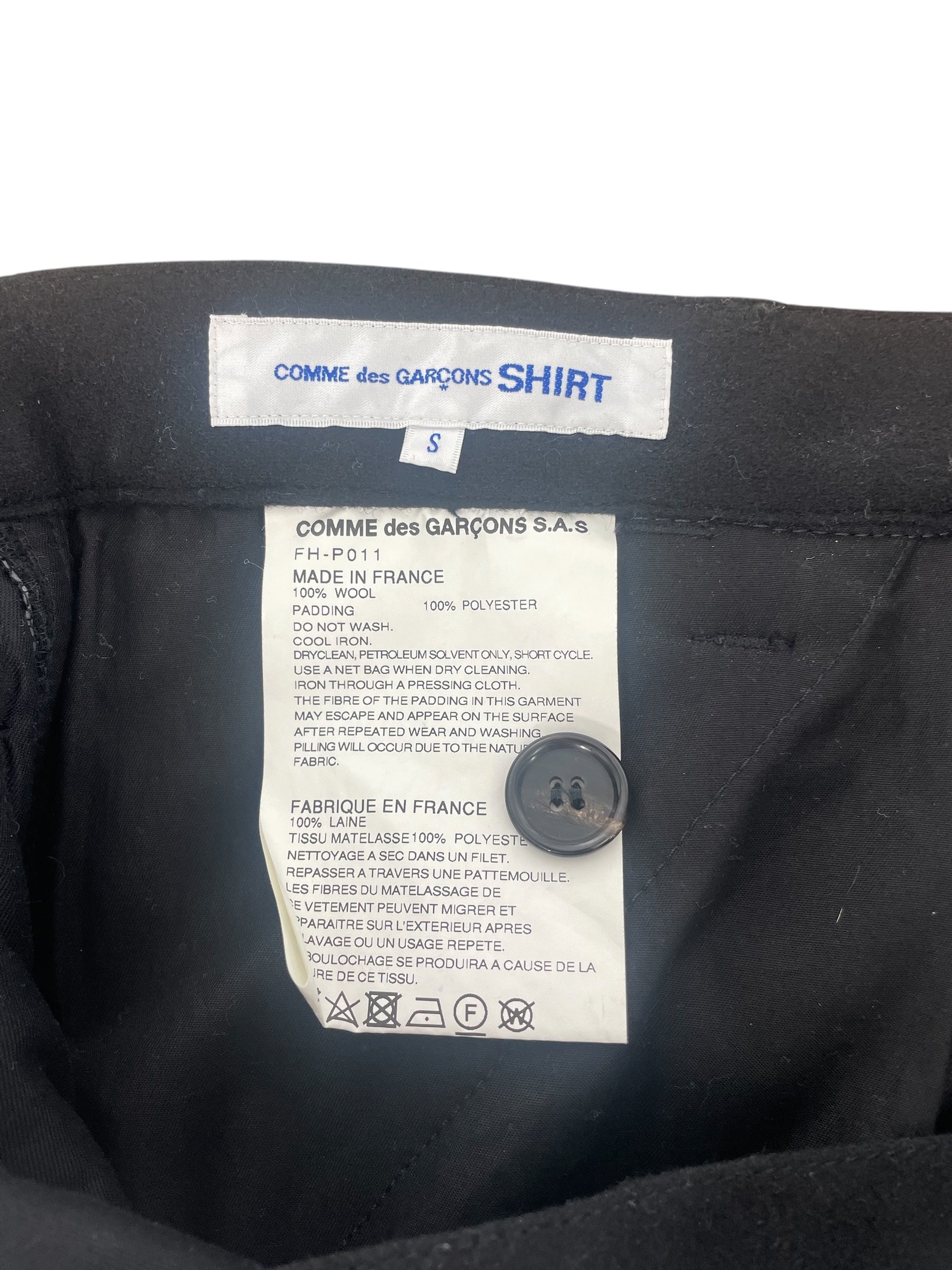COMME des GARCONS SHIRT/Pants/S/Wool/BLK/WOVEN WORK PANT NWT view 3