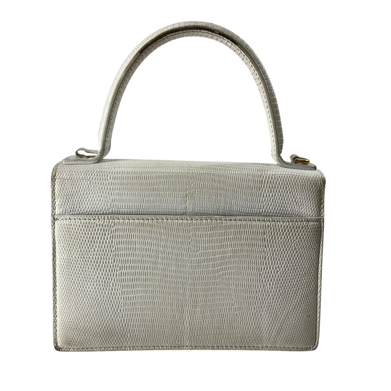 BALENCIAGA/Bag/Leather/WHT/LIZARD EMBOSSED TOP BAG