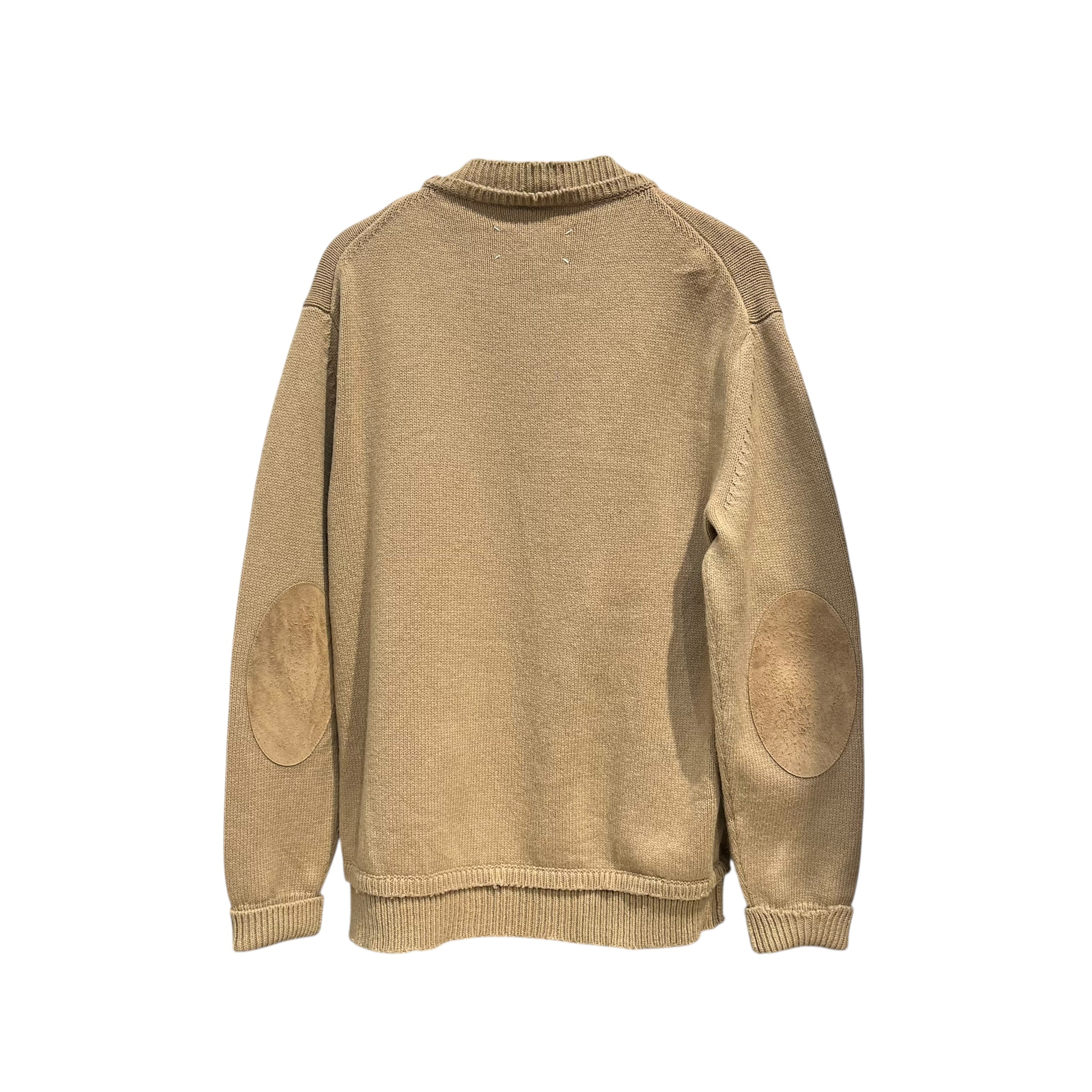 Maison Margiela/Sweater/XL/Wool/KHK/DOUBLE HEM &COLLAR-ELBOW PATCH view 2