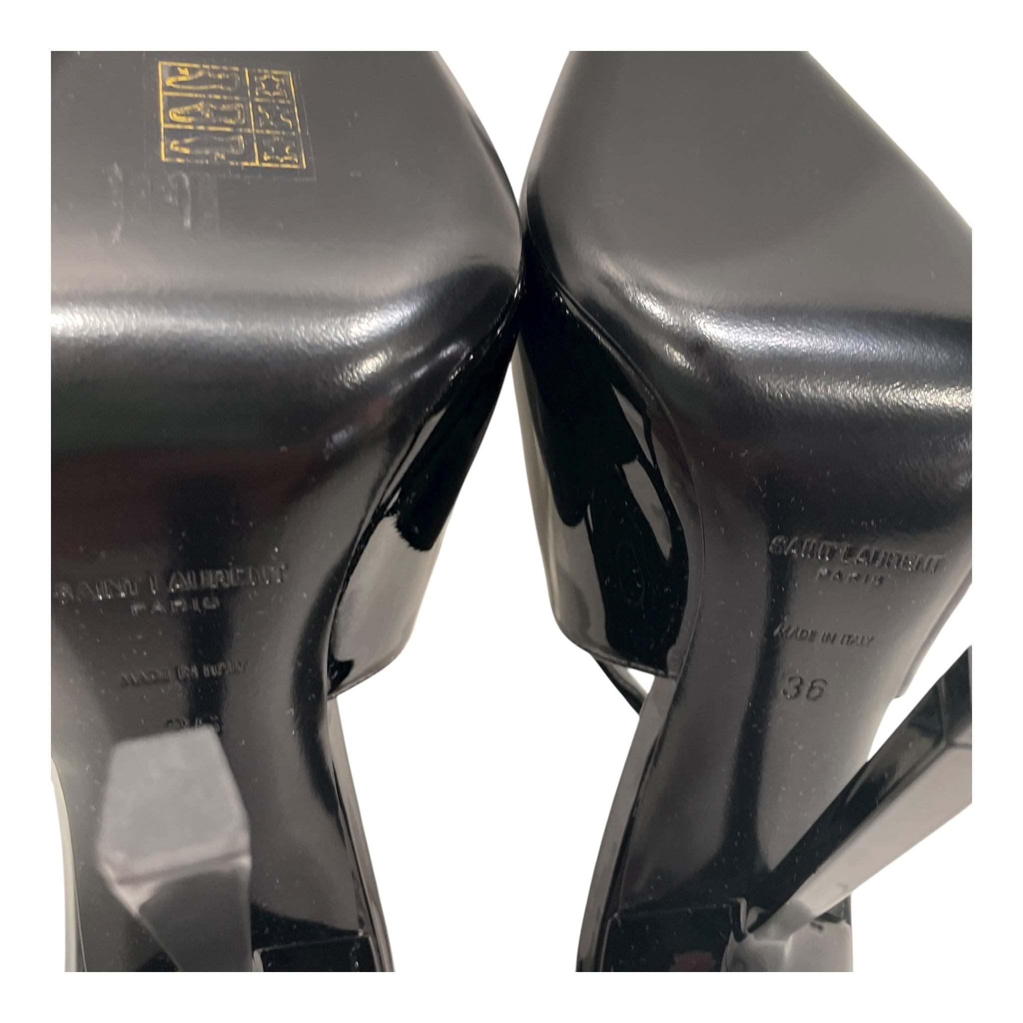SAINT LAURENT/Heels/EU 36/Leather/BLK/BIG STONE TOE STRAP WRAP HEEL view 7