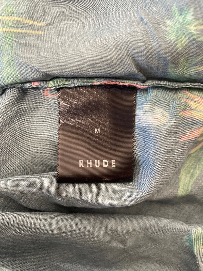 RHUDE/SS Shirt/M/Rayon/BLK/All Over Print/CARS / ALOHA