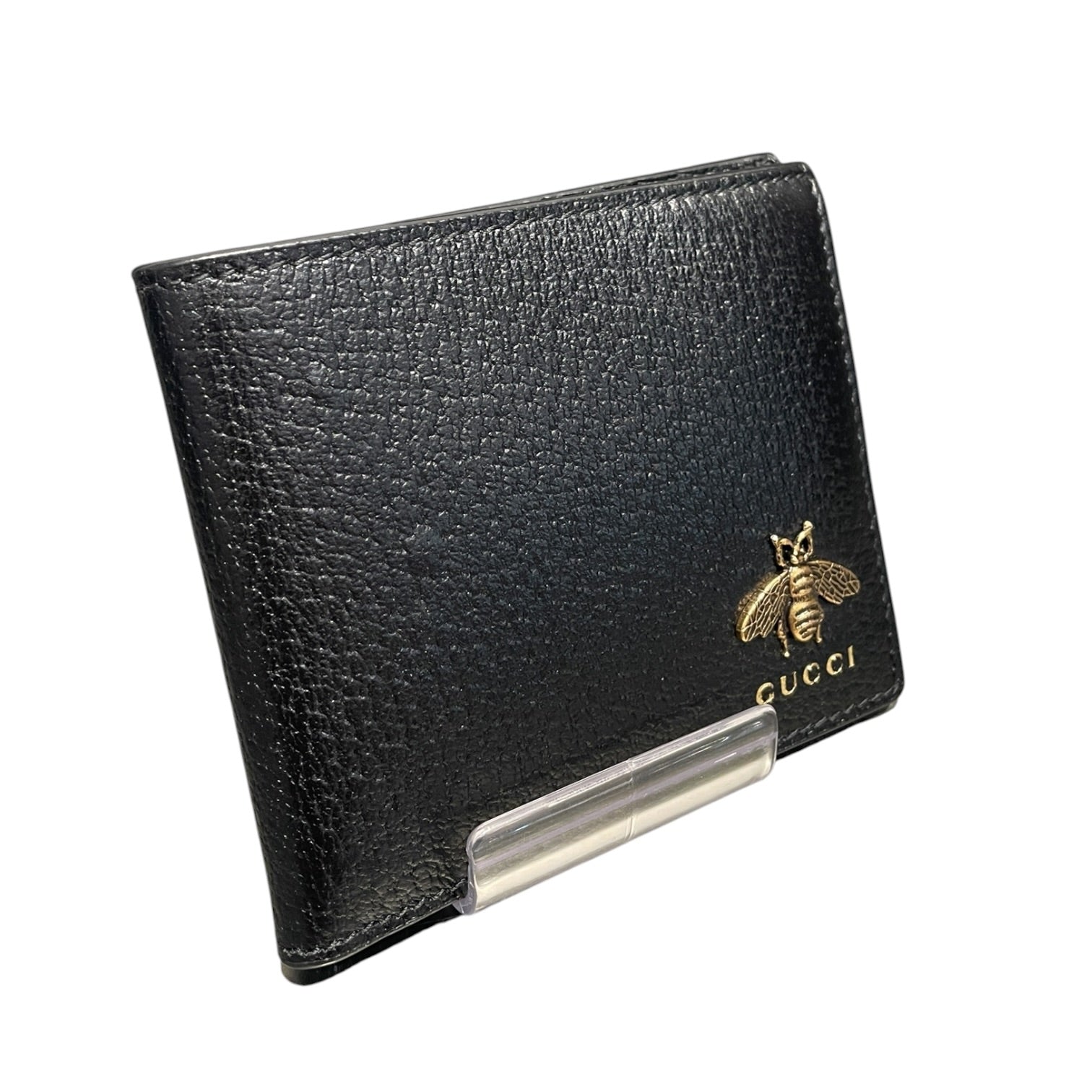 GUCCI/Bifold Wallet/Leather/BLK/M's/Animalier Gold Bee view 1