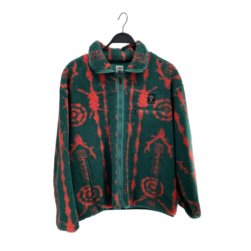 Supreme/South2 West8(S2W8)/Fleece Jkt/M/Polyester/GRN/All Over Print/BARBED WIRE PRINT