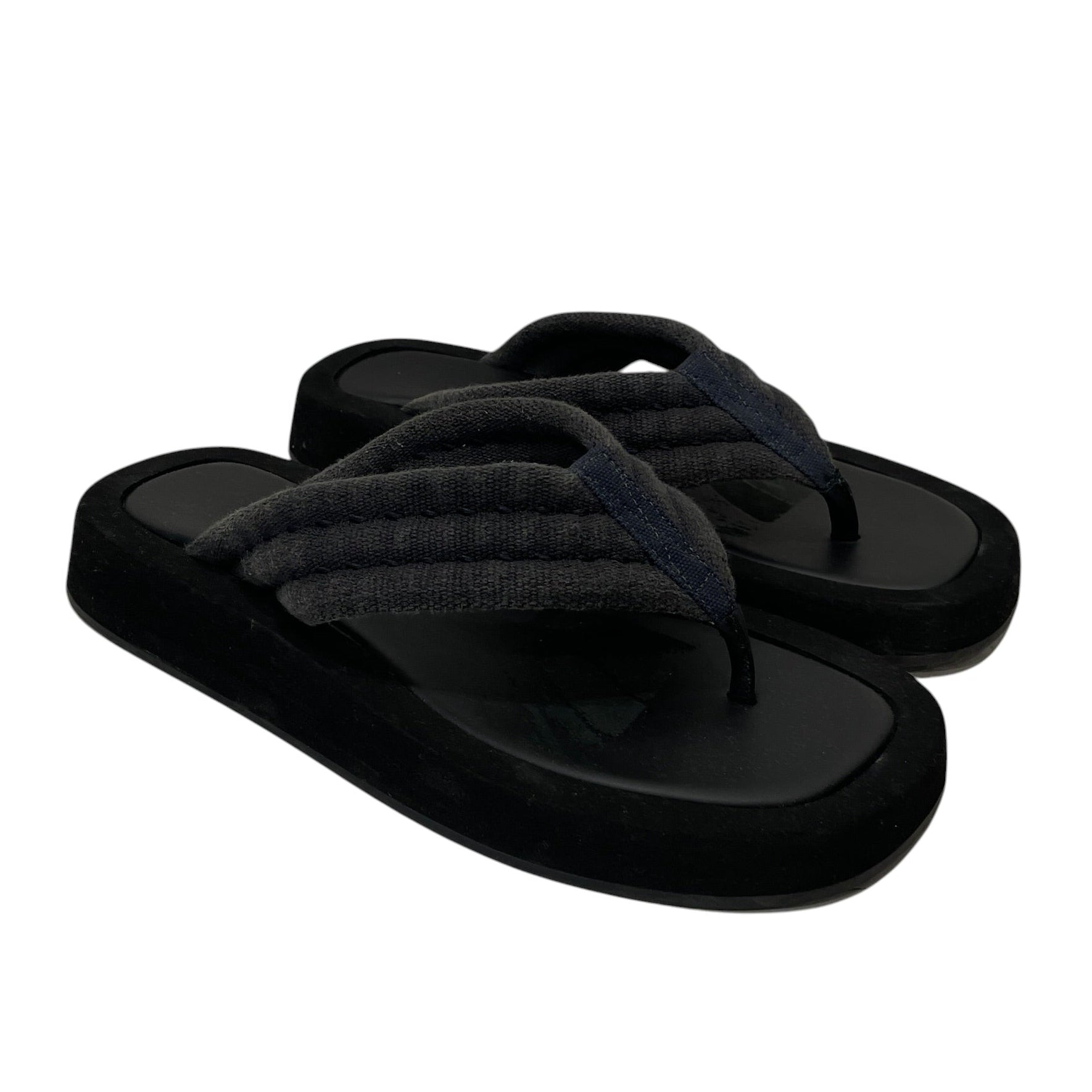 THE ROW/Sandals/EU 39.5/Leather/BLK/CANVAS STRAP view 1