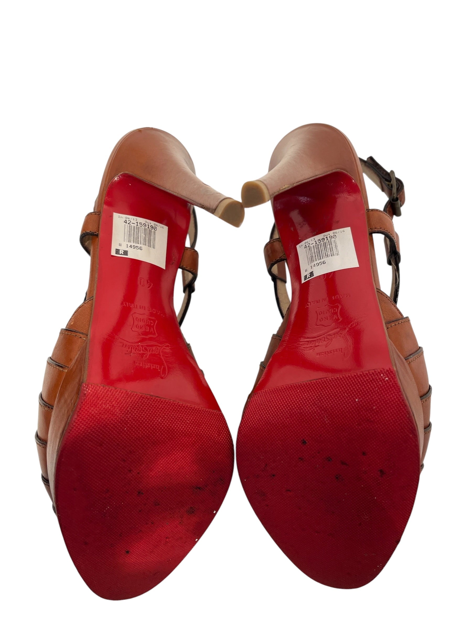 Christian Louboutin/Heels/EU 40/Leather/BRW/slingback view 4