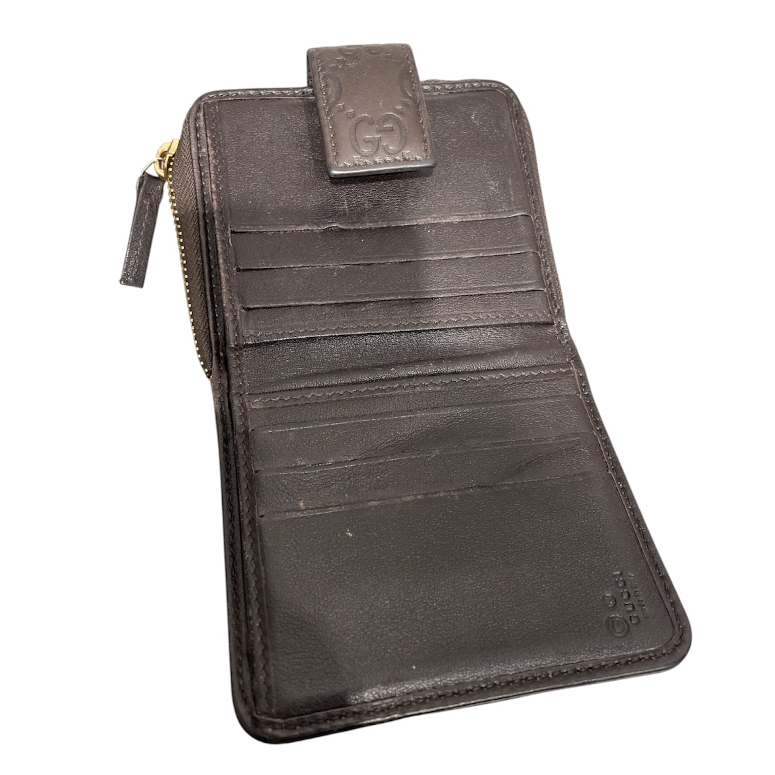 GUCCI/Bifold Wallet/Monogram/Leather/BRW/Gucci Shima Coin Wallet view 4