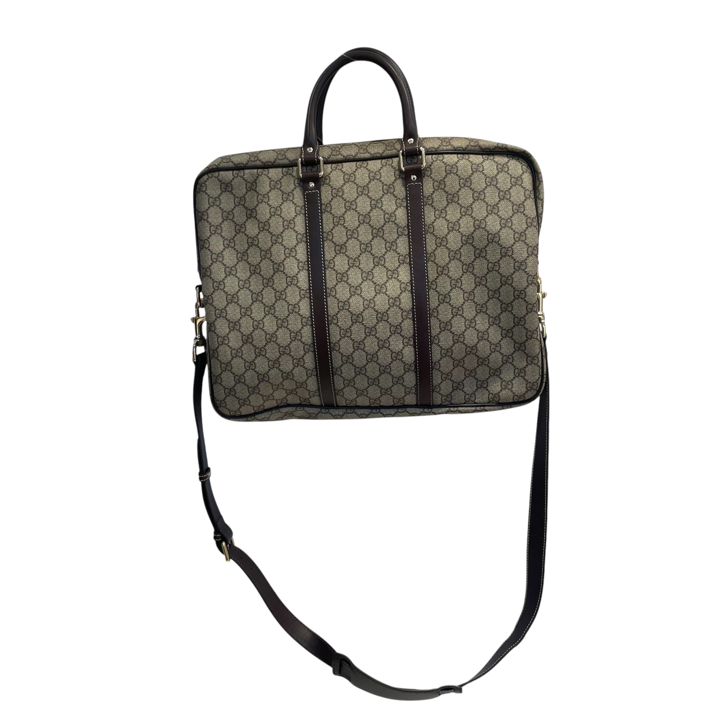 GUCCI/Cross Body Bag/Monogram/Leather/CRM/briefcase travel bag view 3