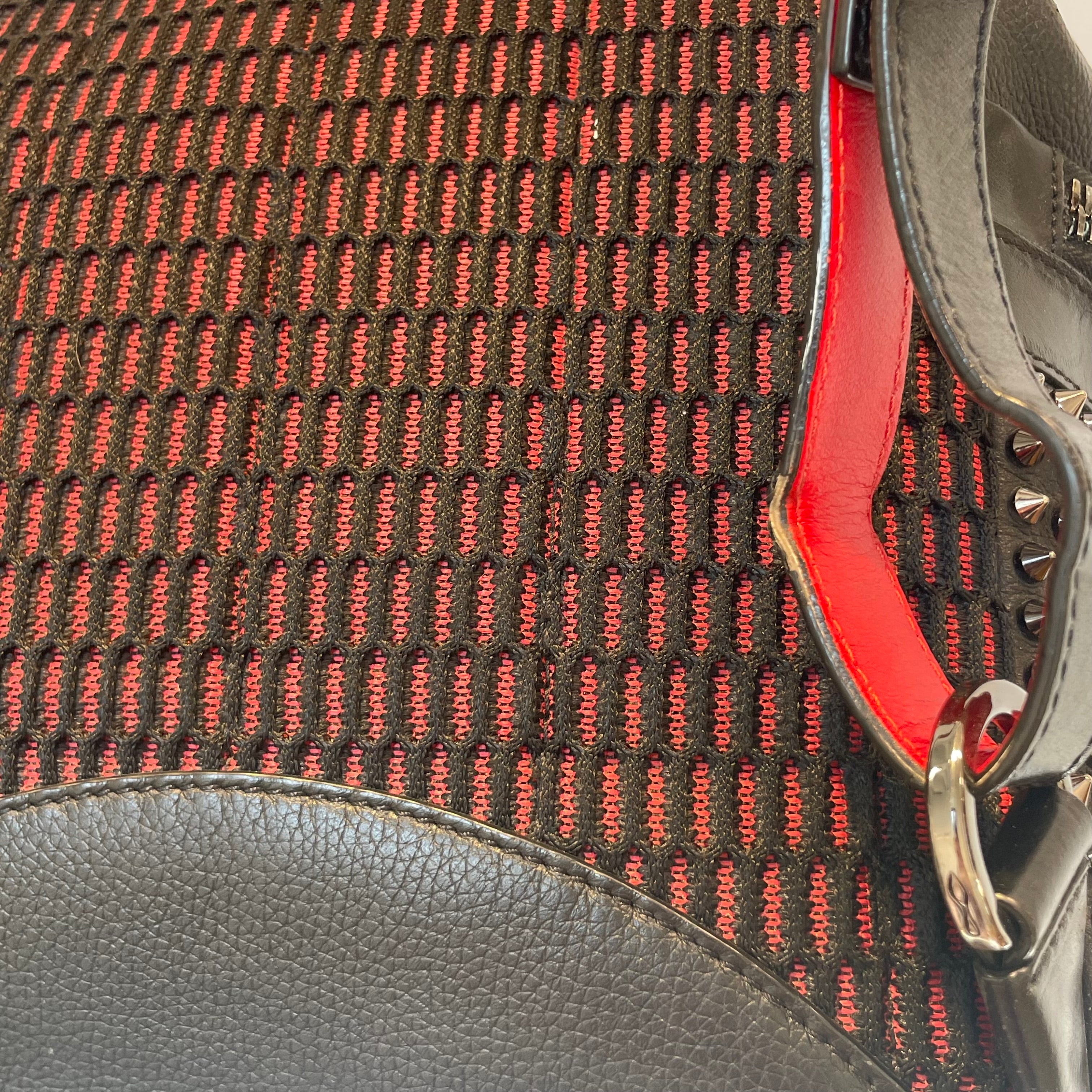 Christian Louboutin/Backpack/Leather/Black/red interior/spiked studded view 13