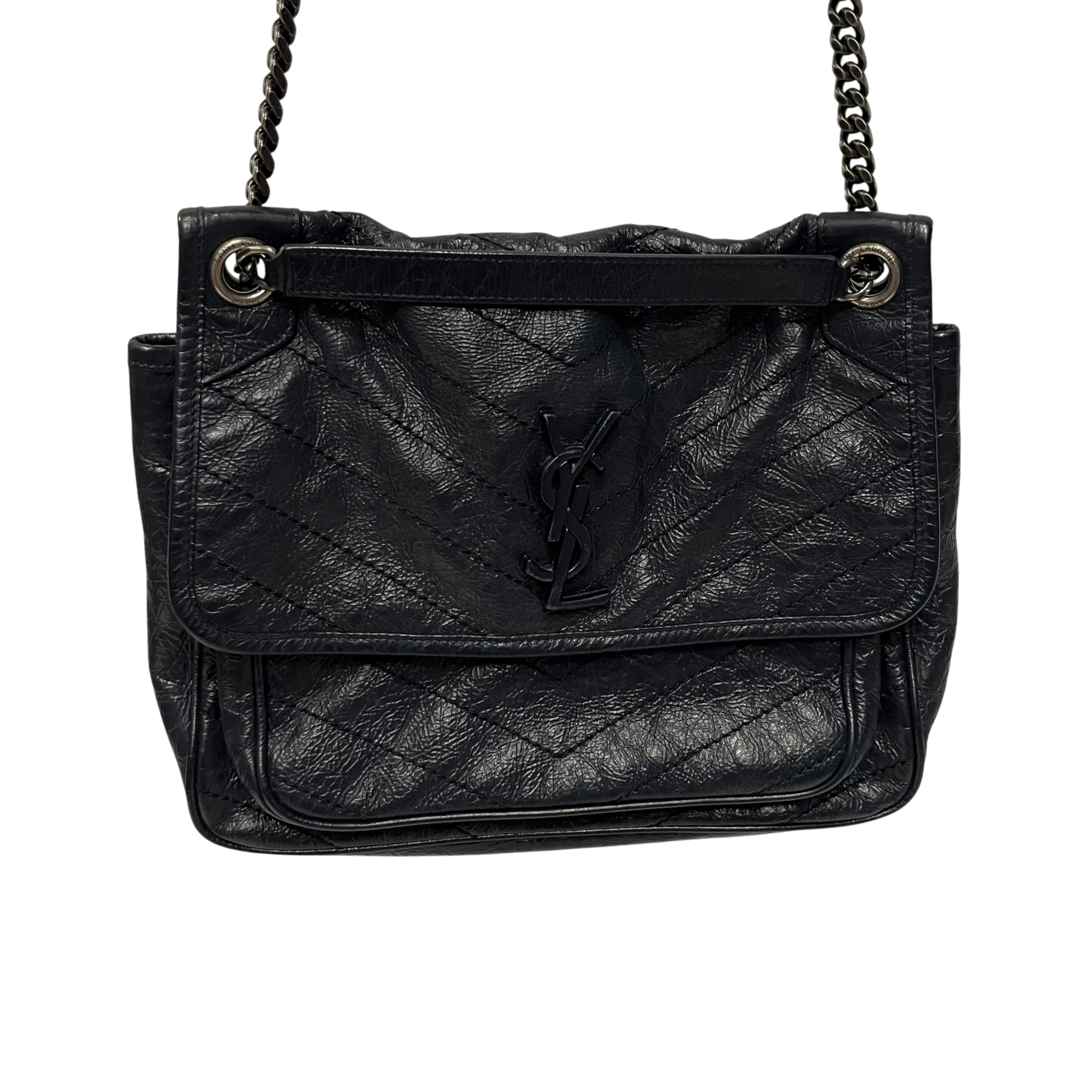 YVES SAINT LAURENT/Cross Body Bag/Leather/NVY/MATELASSE NIKI CHAIN BAG view 3