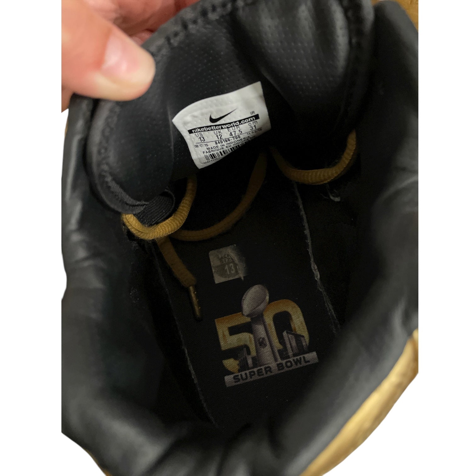 NIKE/Hi-Sneakers/US 13/GLD/prm qs superbowl 50 view 3