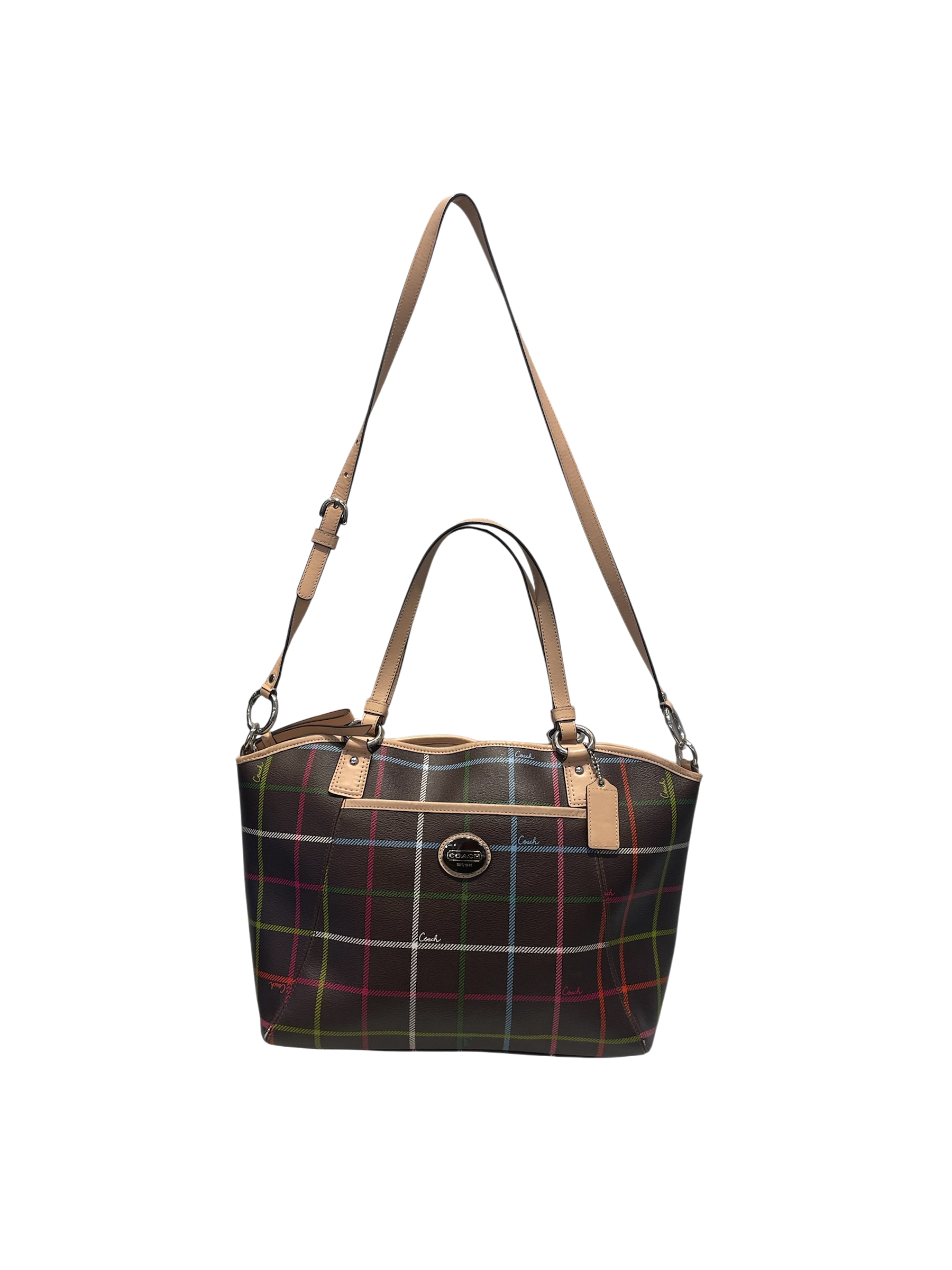 COACH/Tote Bag/Plaid/Leather/BRW/Peyton Tattersall view 1