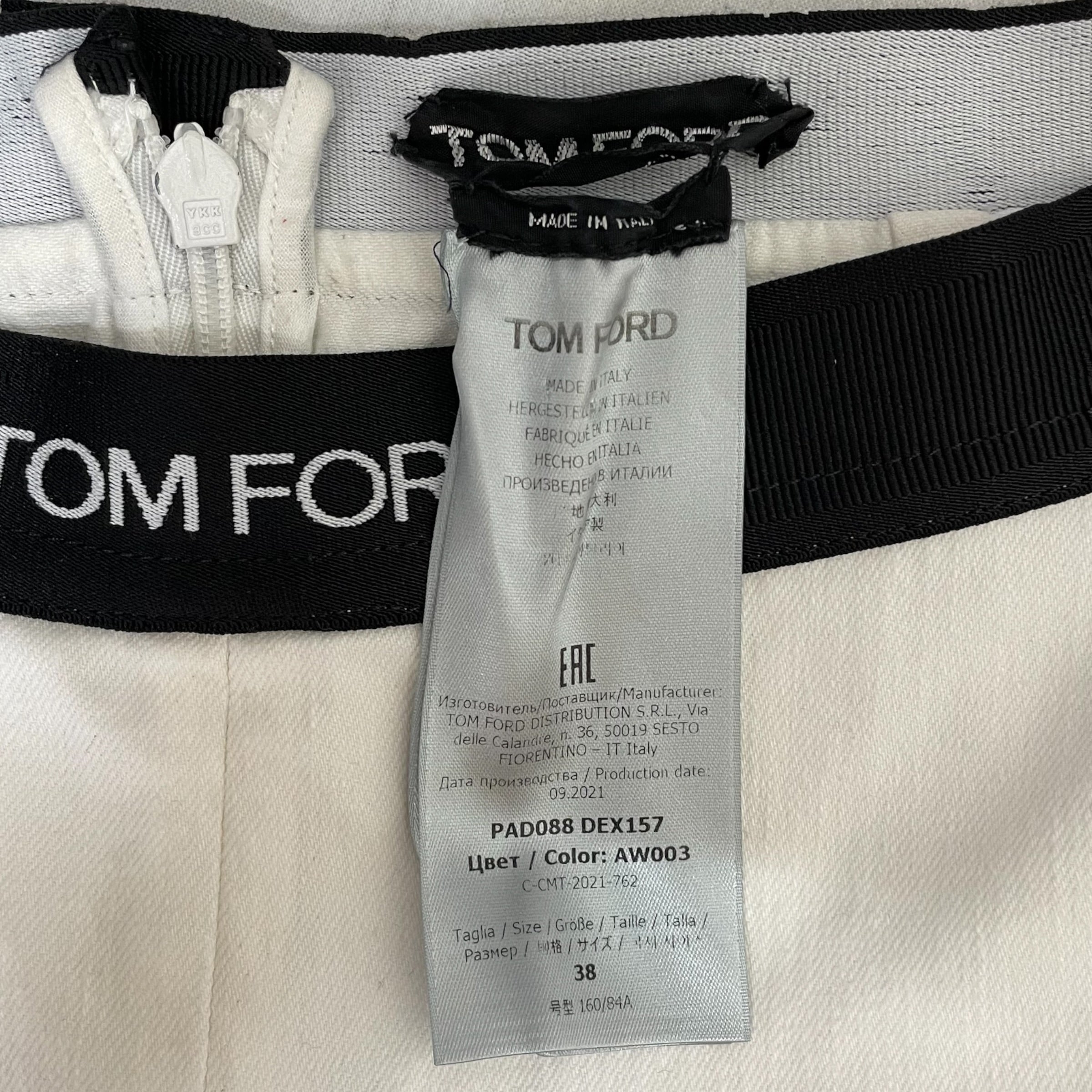TOM FORD/Skinny Pants/38/Polyester/WHT/BACK ZIPPER, BLACK WAISTBAND view 3