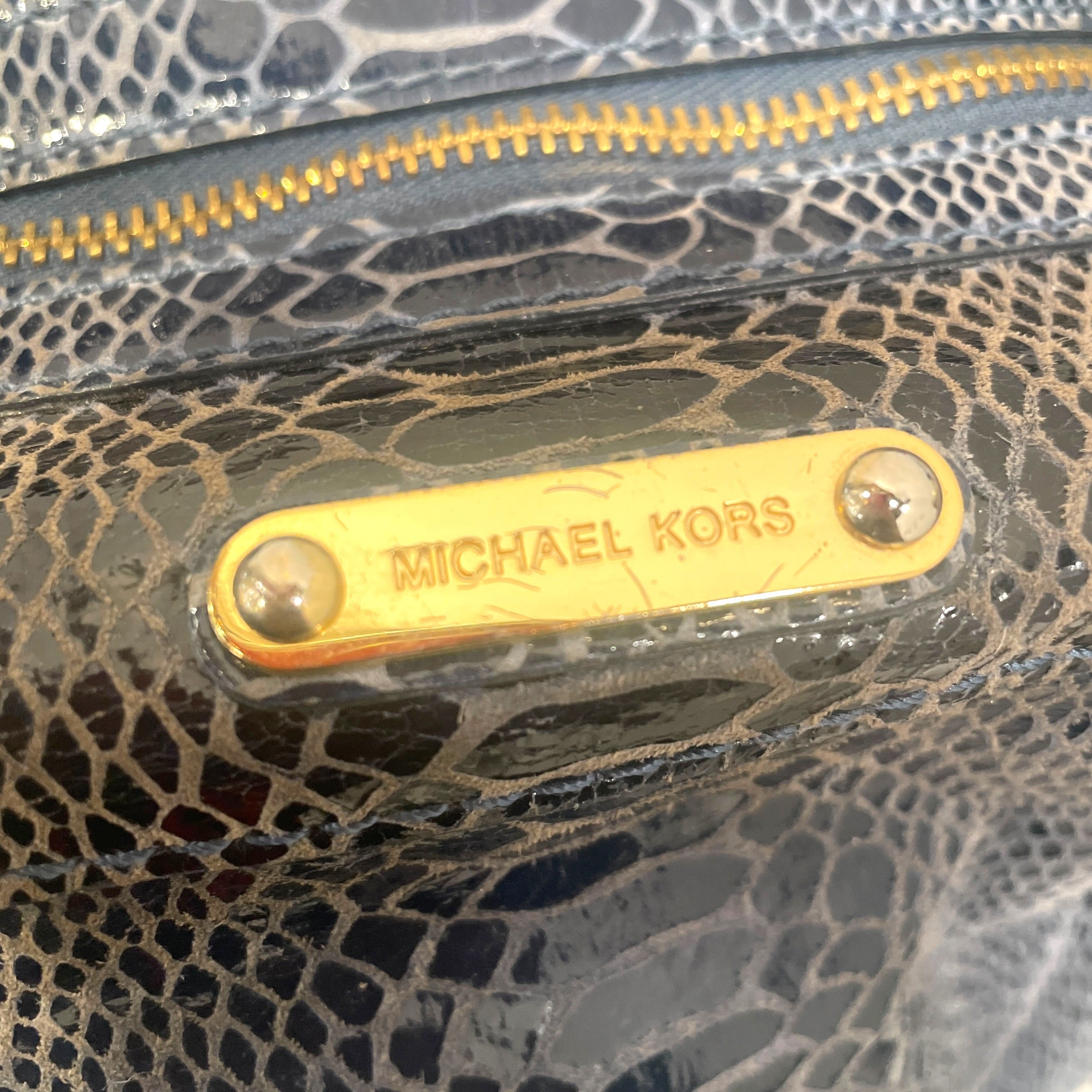 MICHAEL KORS/Bag/Animal Pattern/NVY/Python leather view 6