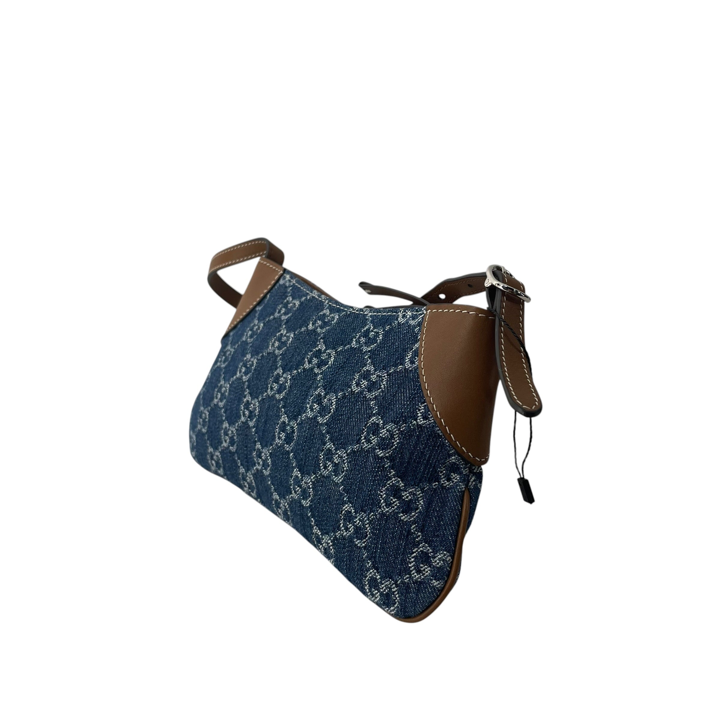 GUCCI/Hand Bag/Monogram/Denim/IDG/320696 LEATHER TRIM DENIM MONO view 3