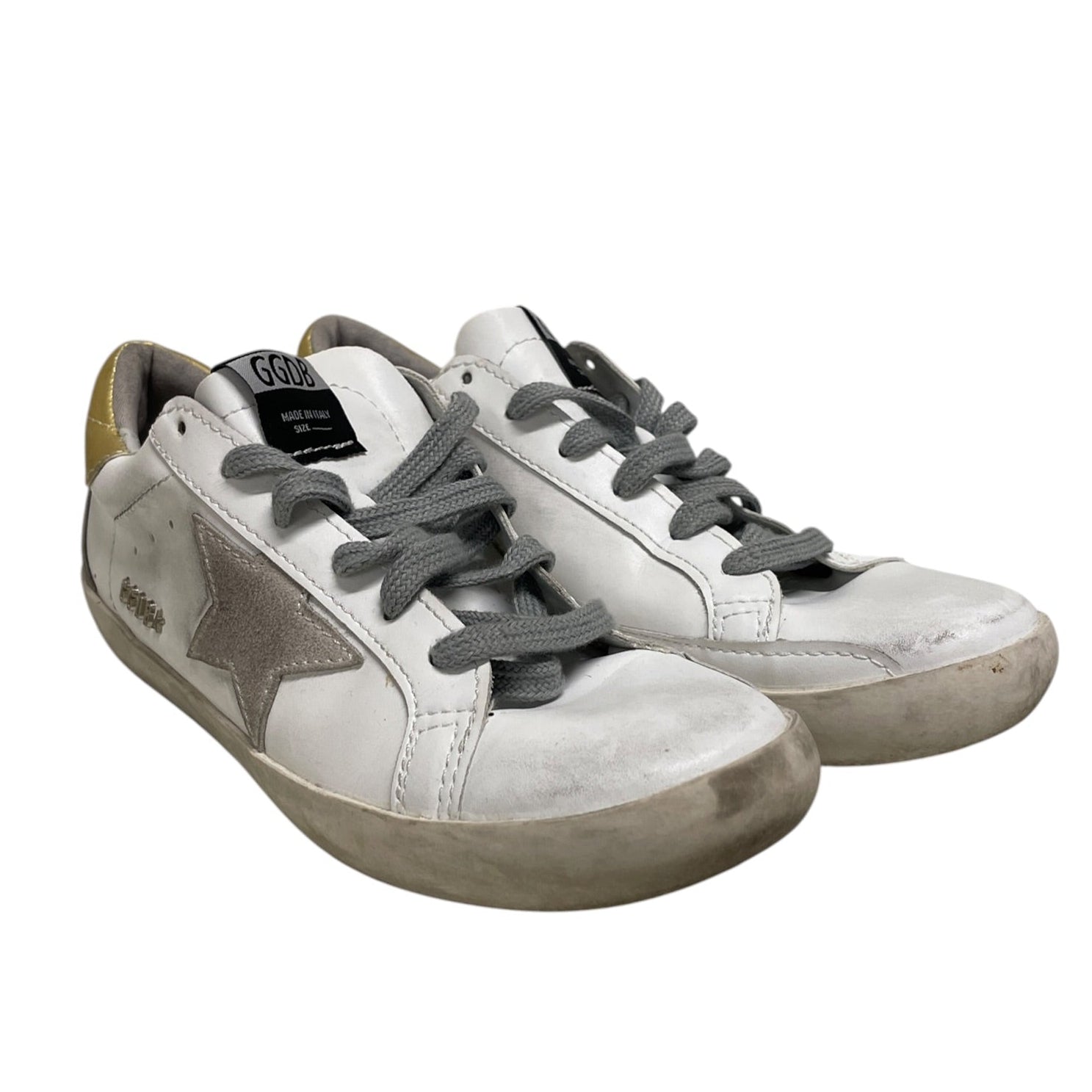 GOLDEN GOOSE/Low-Sneakers/US 6/Cotton/WHT/GOLD ANKLE view 1