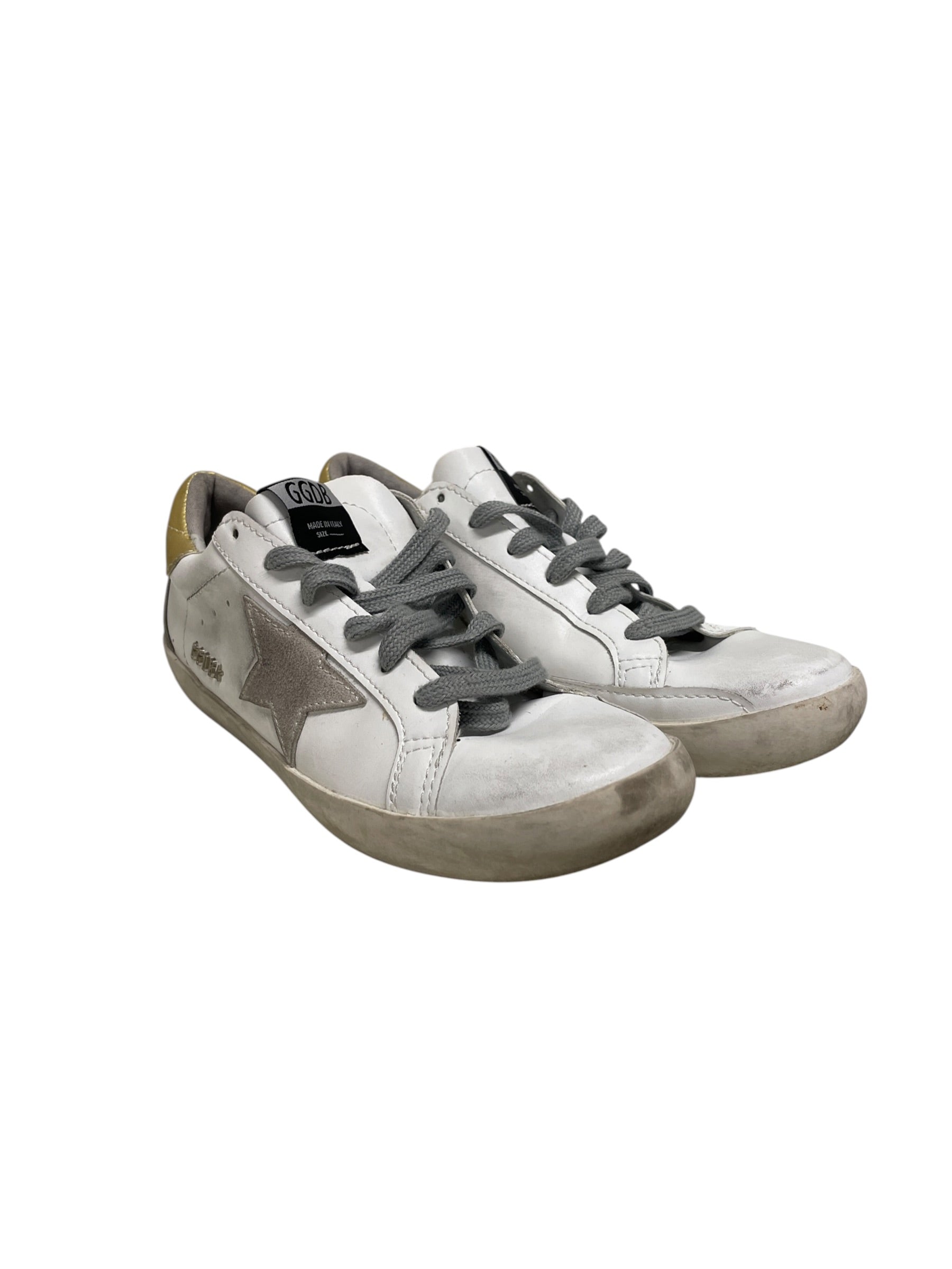 GOLDEN GOOSE/Low-Sneakers/US 6/Cotton/WHT/GOLD ANKLE view 1
