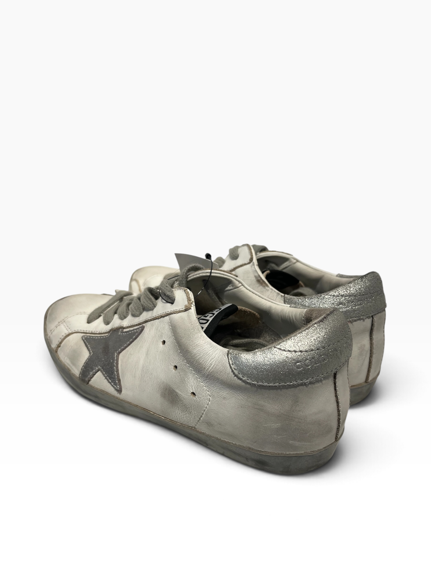 GOLDEN GOOSE/Low-Sneakers/EU 36/Leather/WHT/Silver star view 2