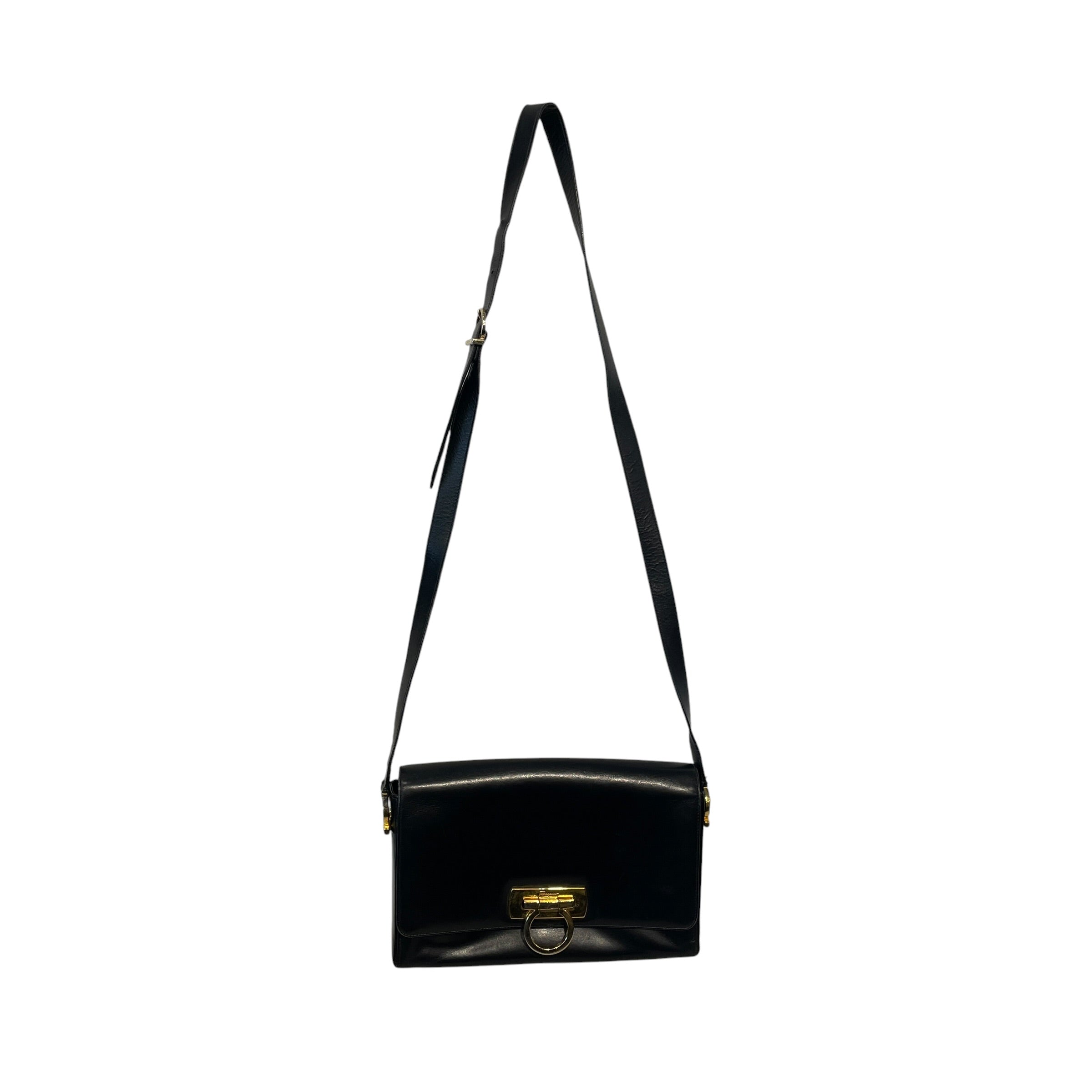 Salvatore Ferragamo/Bag/Leather/BLK/GANCINI GOLD HARDWARE view 1