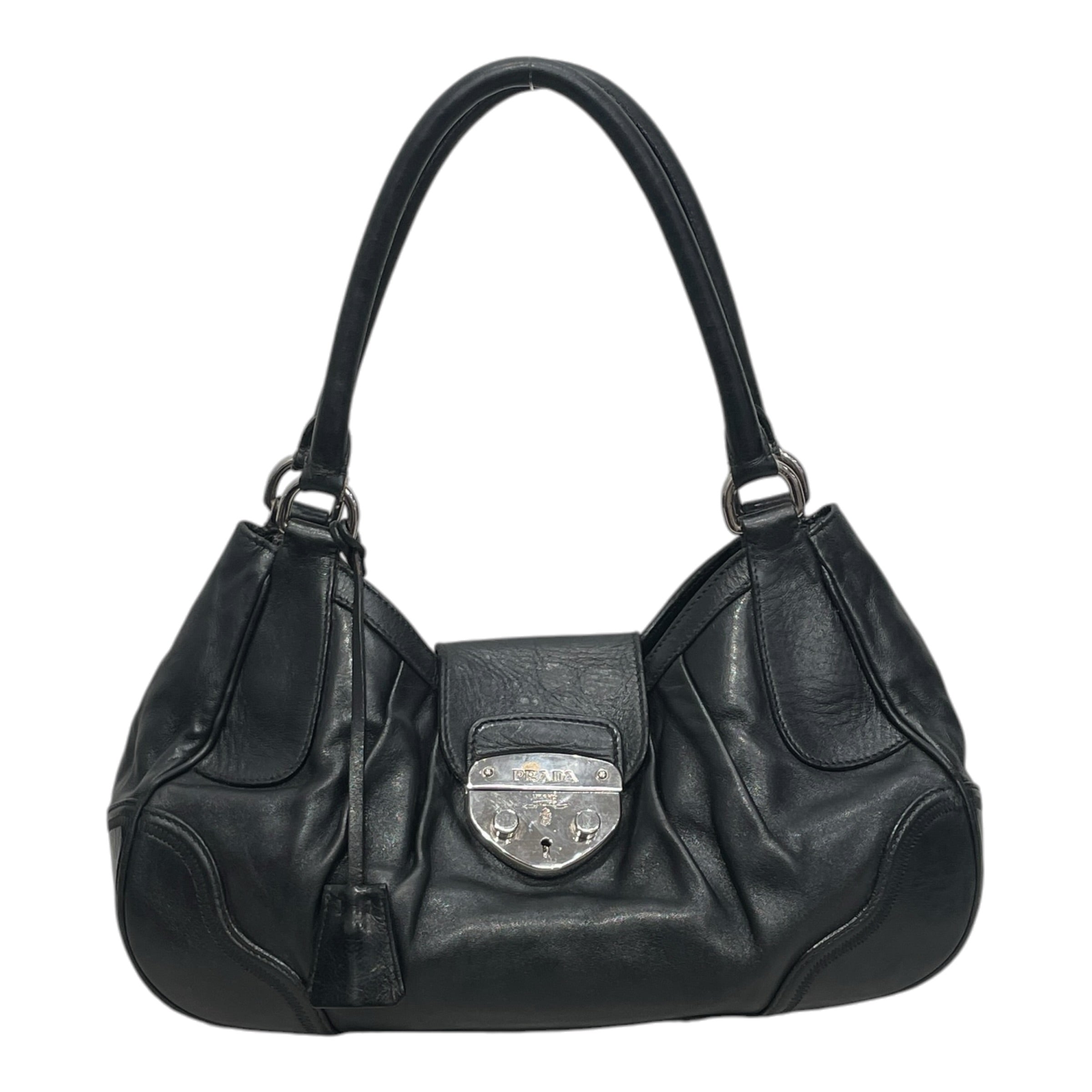 PRADA/Bag/Leather/BLK/LOCK ON FRONT view 1