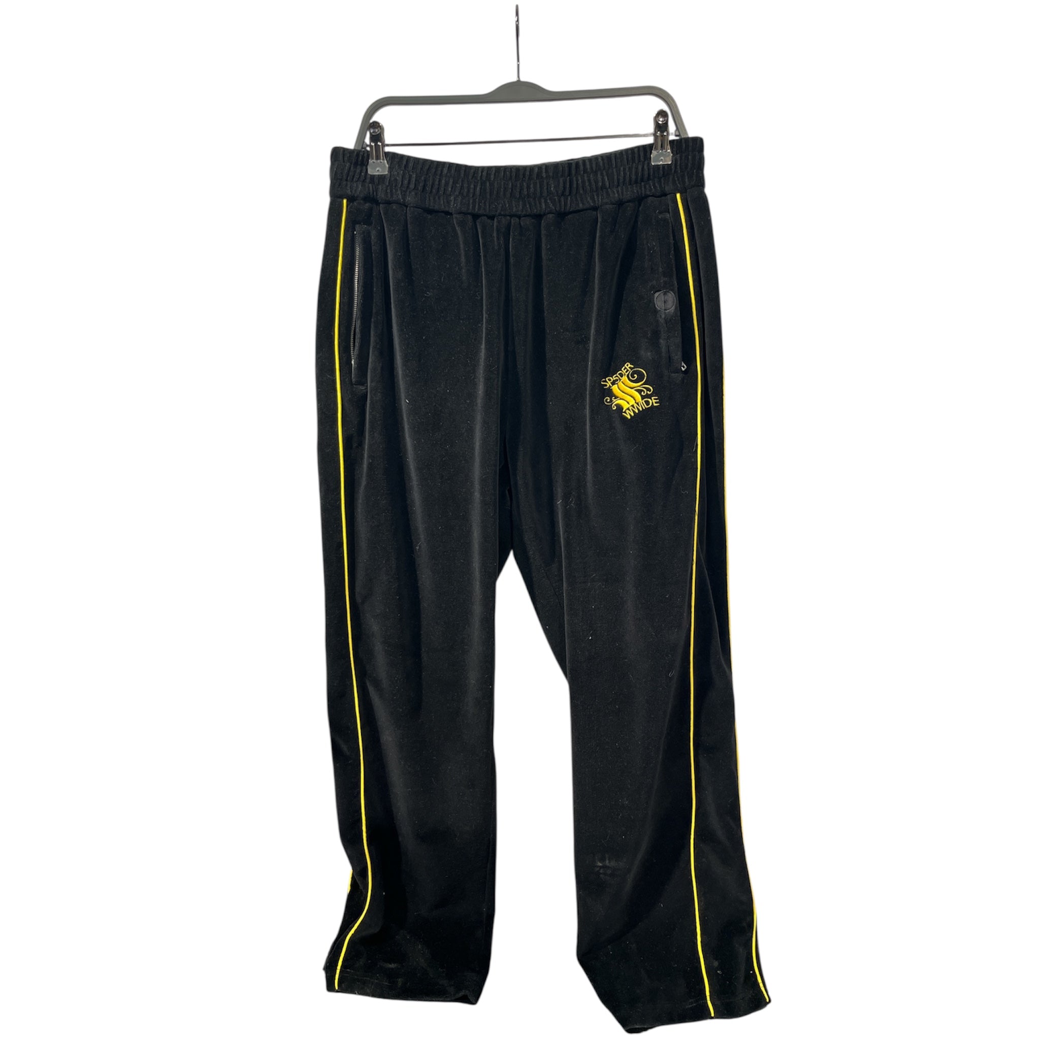 SP5DER/Pants/L/Velour/BLK/YELLOW OUTLINE TRACK PANTS view 1
