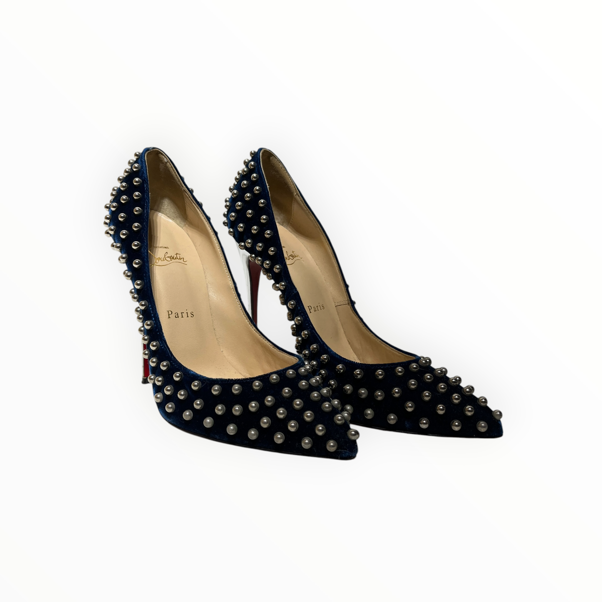 Christian Louboutin/Heels/EU 40/NVY/VELVET SILVER BEADS view 1