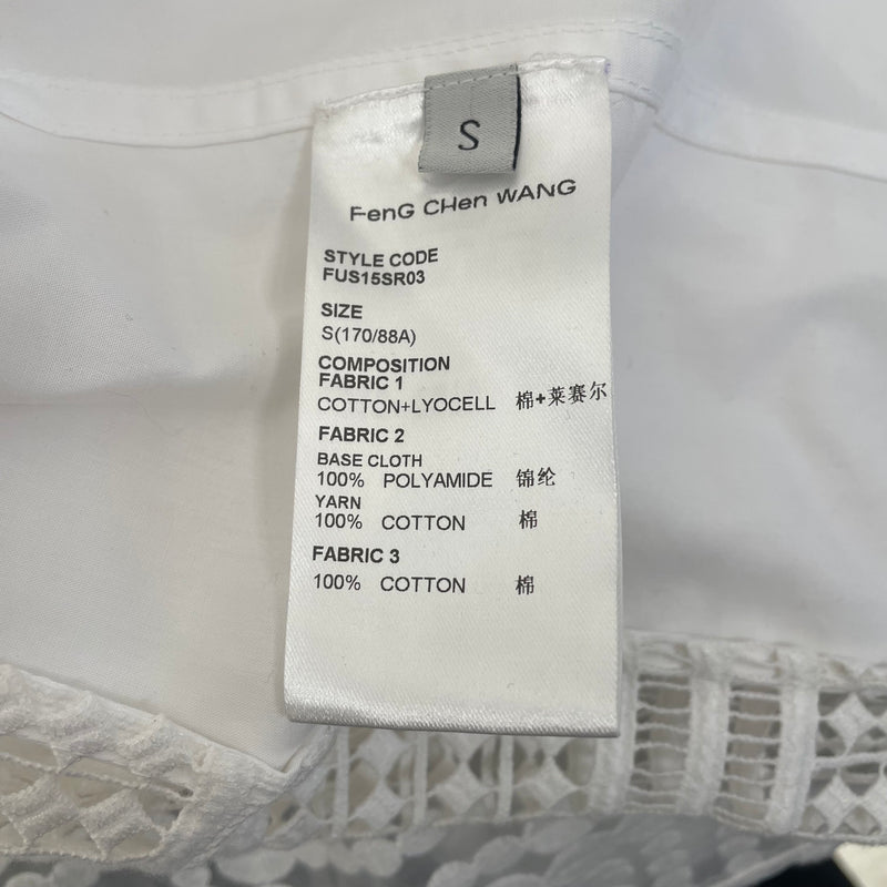 Feng Chen Wang/LS Shirt/S/Cotton/WHT/Lace Cut Out