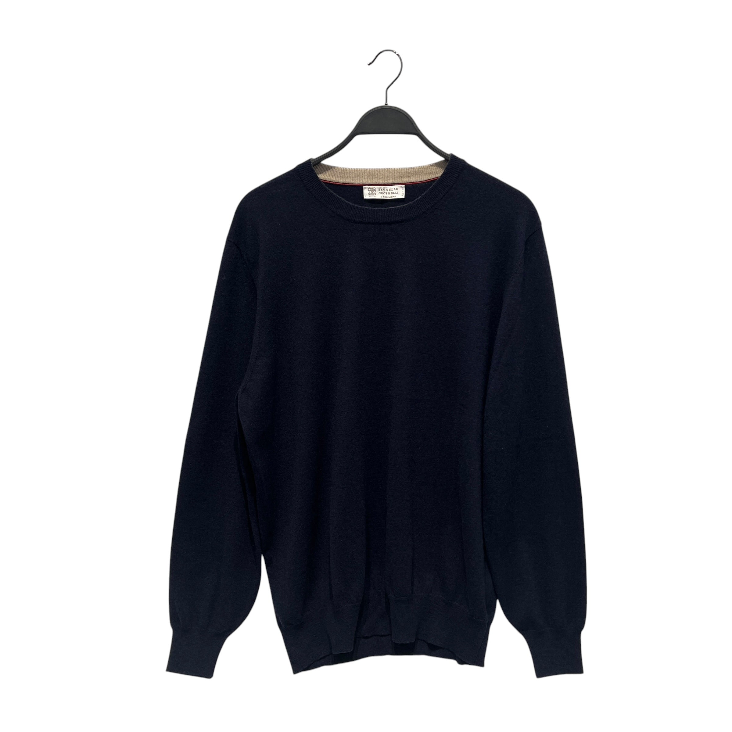 BRUNELLO CUCINELLI/Sweatshirt/XXL/Cashmere/NVY/Pullover/Navy Cashmere Sweatshirt view 1