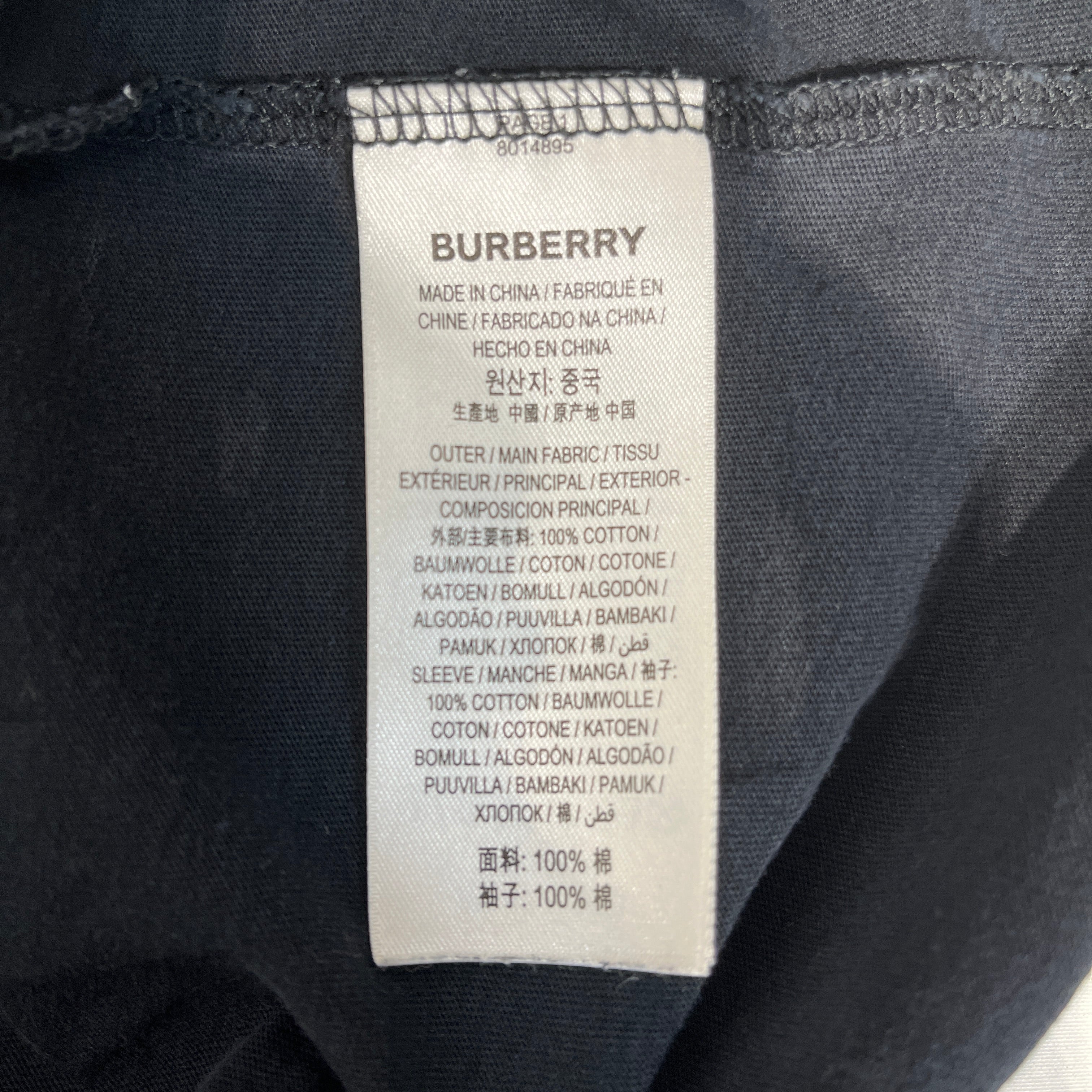 BURBERRY/T-Shirt/L/Cotton/BLK/Border/Burberry Dresshirt Sleeves view 4