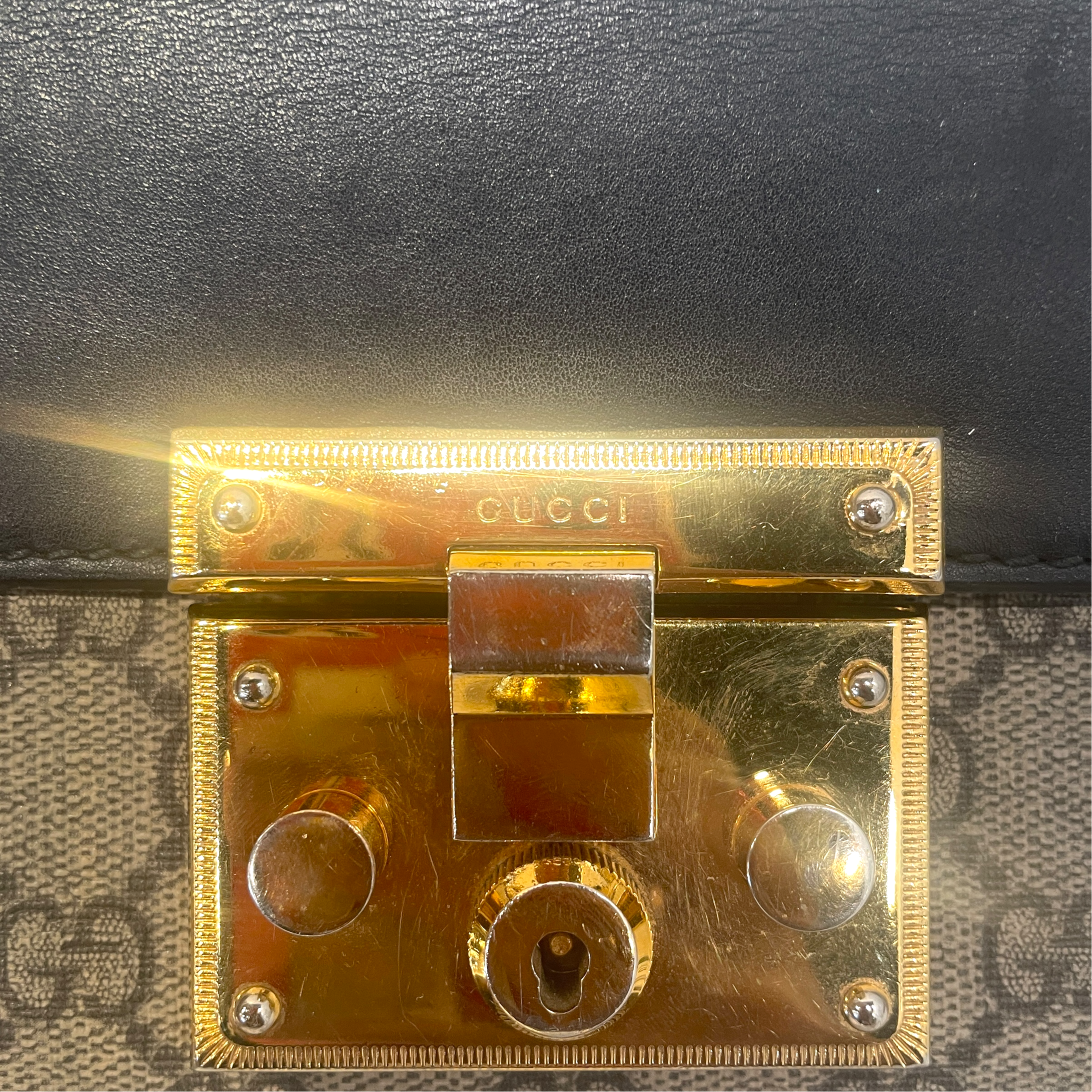 GUCCI/Cross Body Bag/Monogram/Leather/BRW/gg supreme padlock view 4