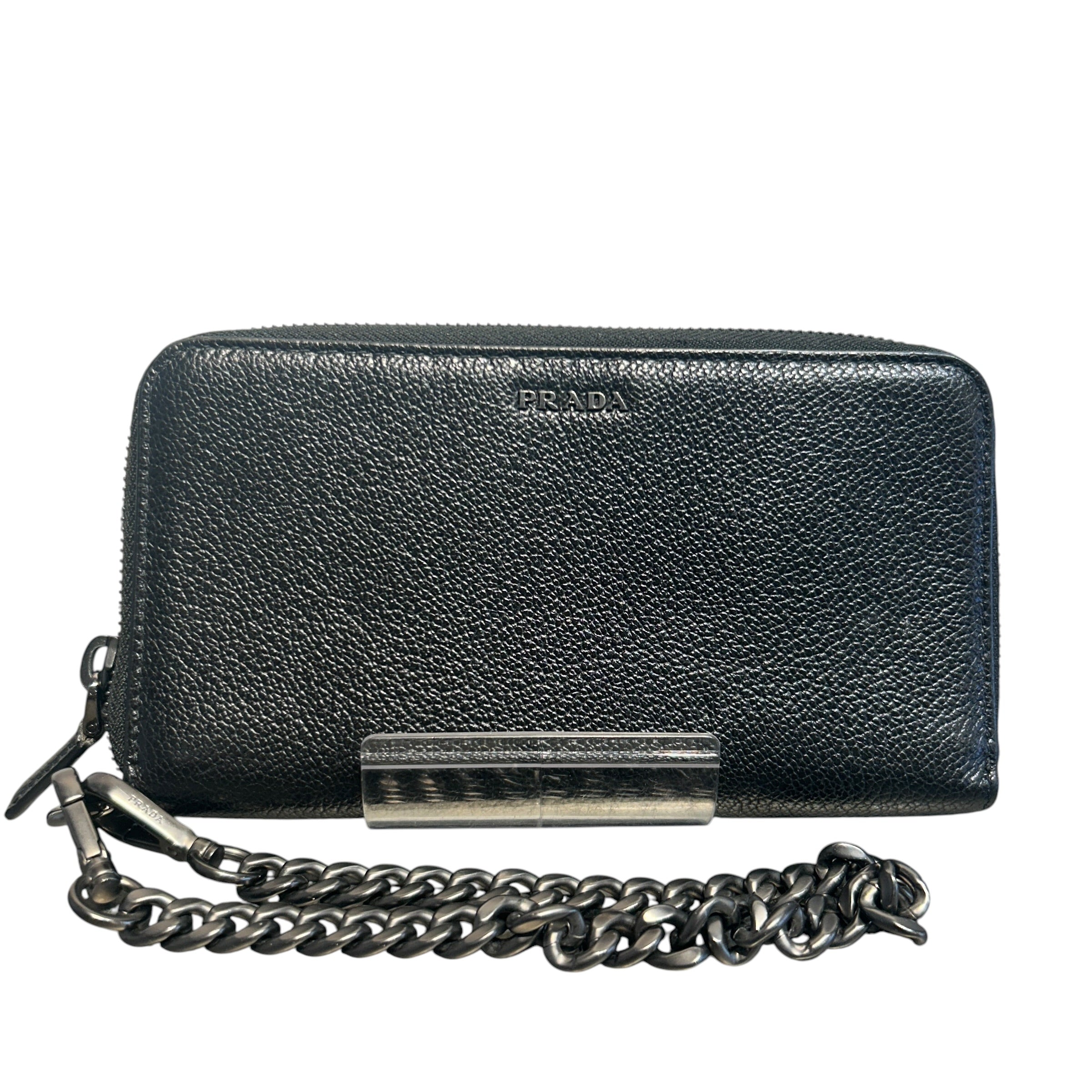 PRADA/Long Wallet/Leather/BLK/Chain Long Wallet view 1