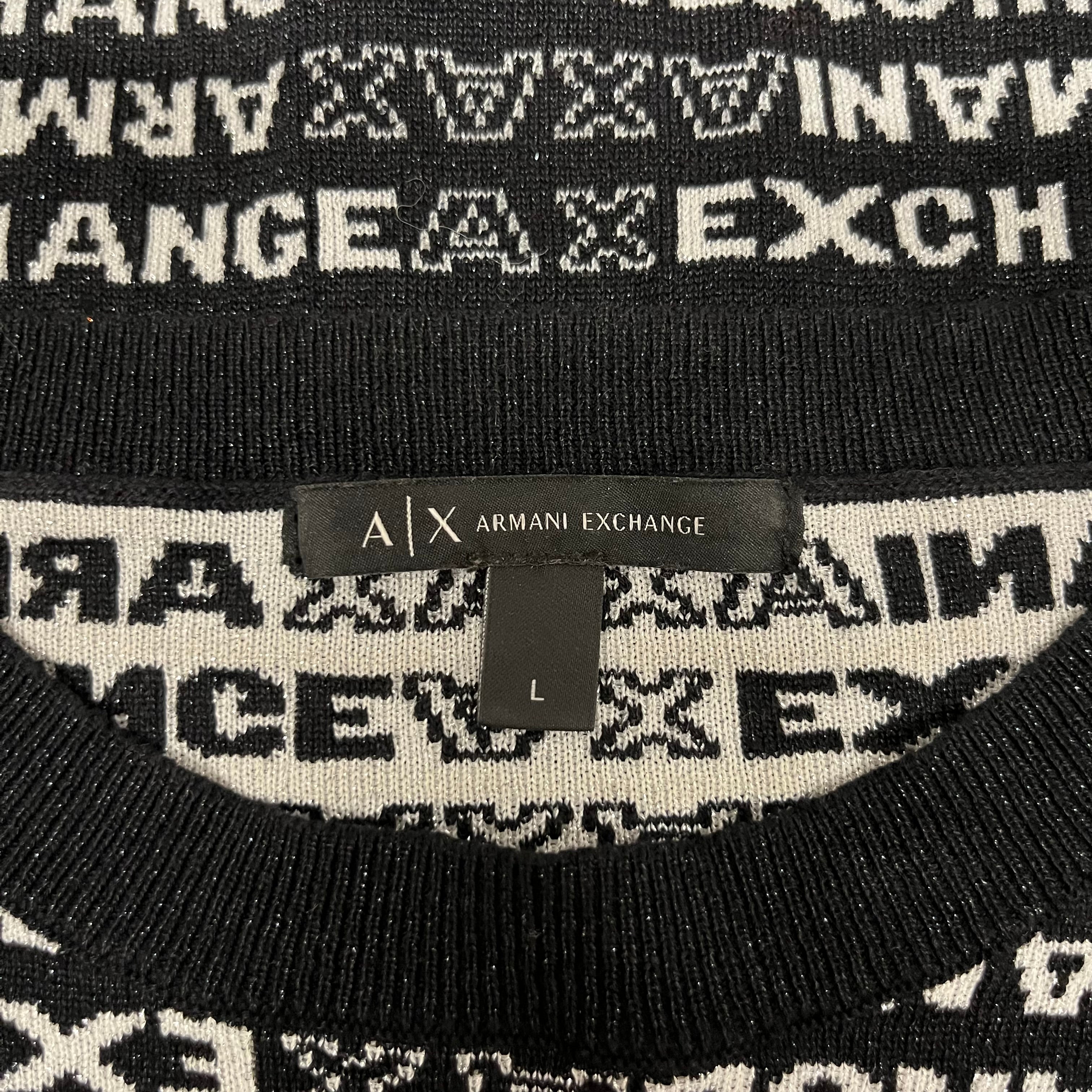 ARMANI EXCHANGE/Sweatshirt/L/All Over Print/Cotton/BLK/All Over Print Logo Knitted view 3