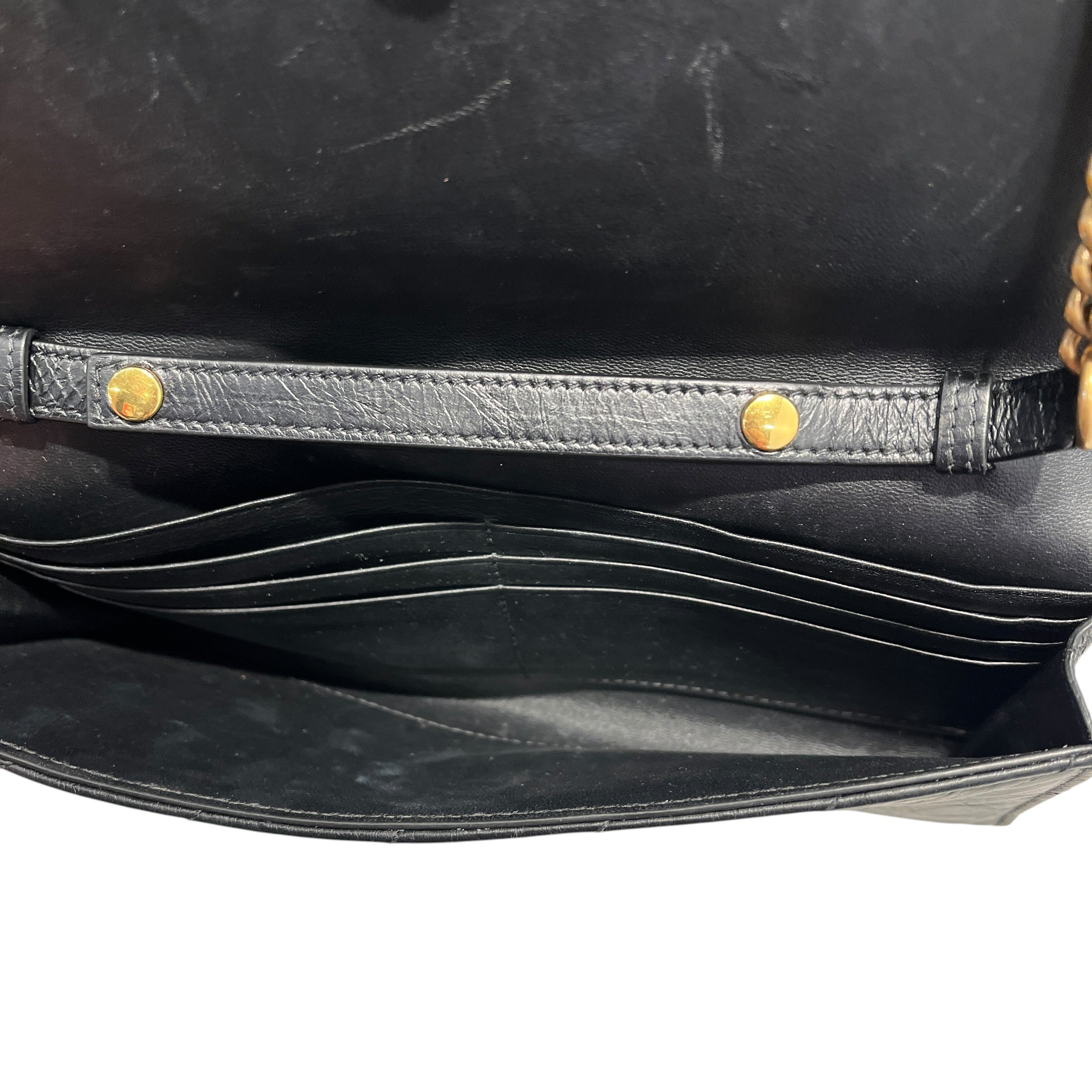 BALENCIAGA/Cross Body Bag/Leather/BLK/crush wallet on chain view 5